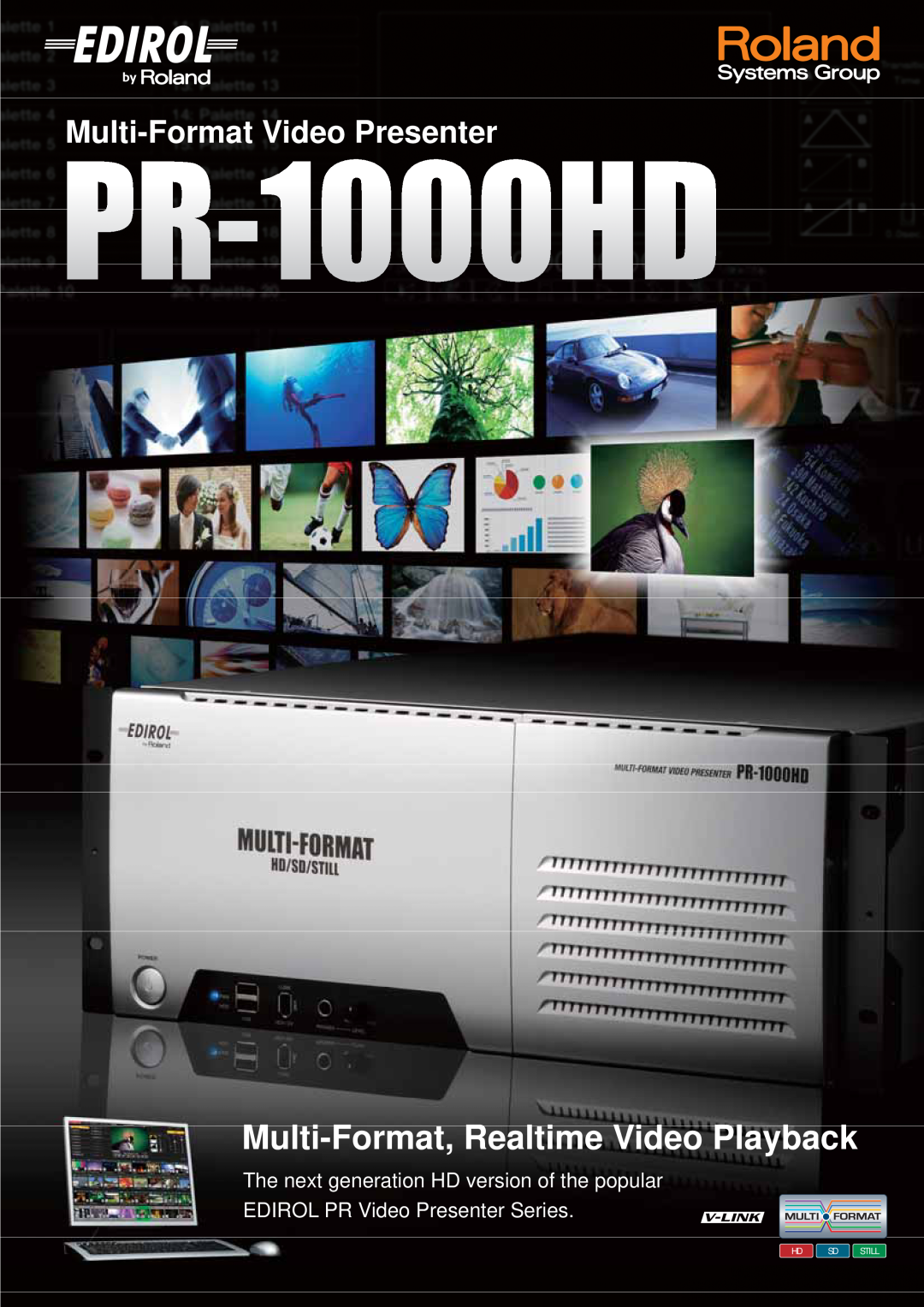 Edirol PR-1000HD manual Multi-Format, Realtime Video Playback, Multi-Format Video Presenter, Hd Sd Still 