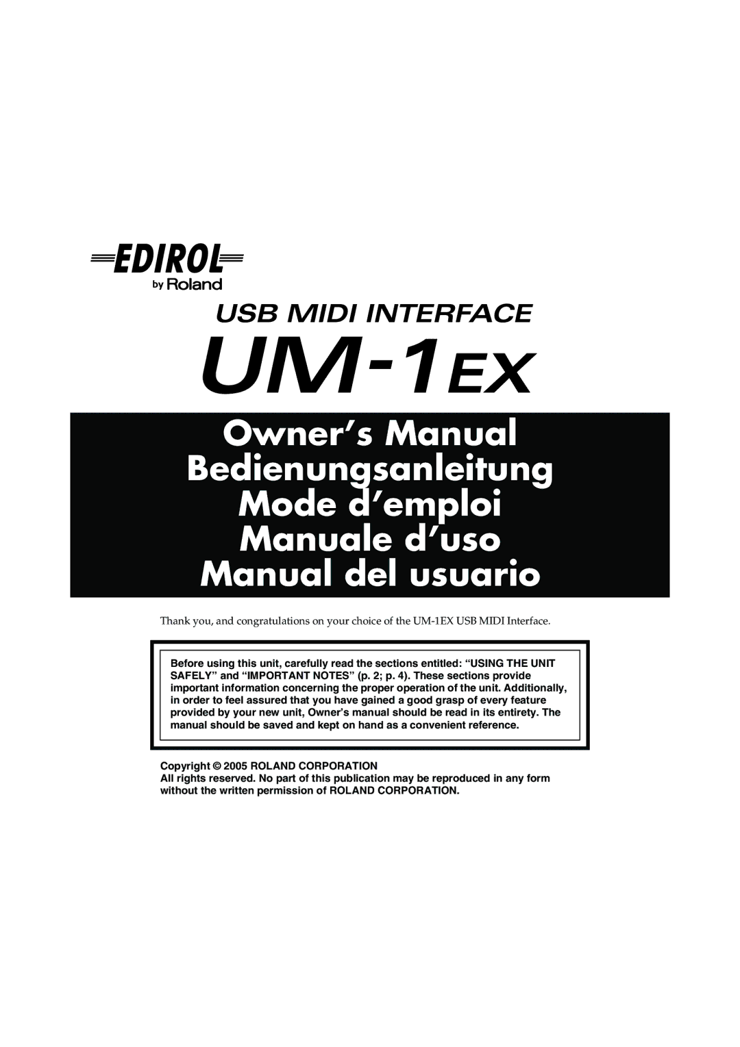 Edirol UM-1EX owner manual 201a 