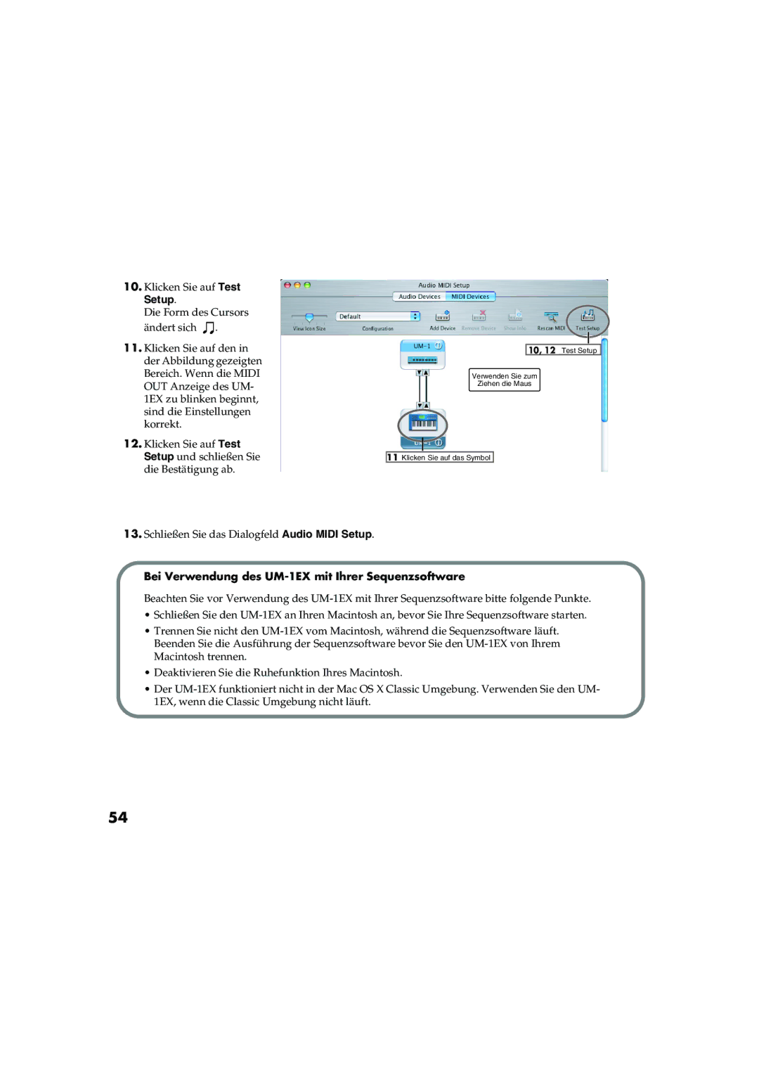 Edirol owner manual Bei Verwendung des UM-1EX mit Ihrer Sequenzsoftware 