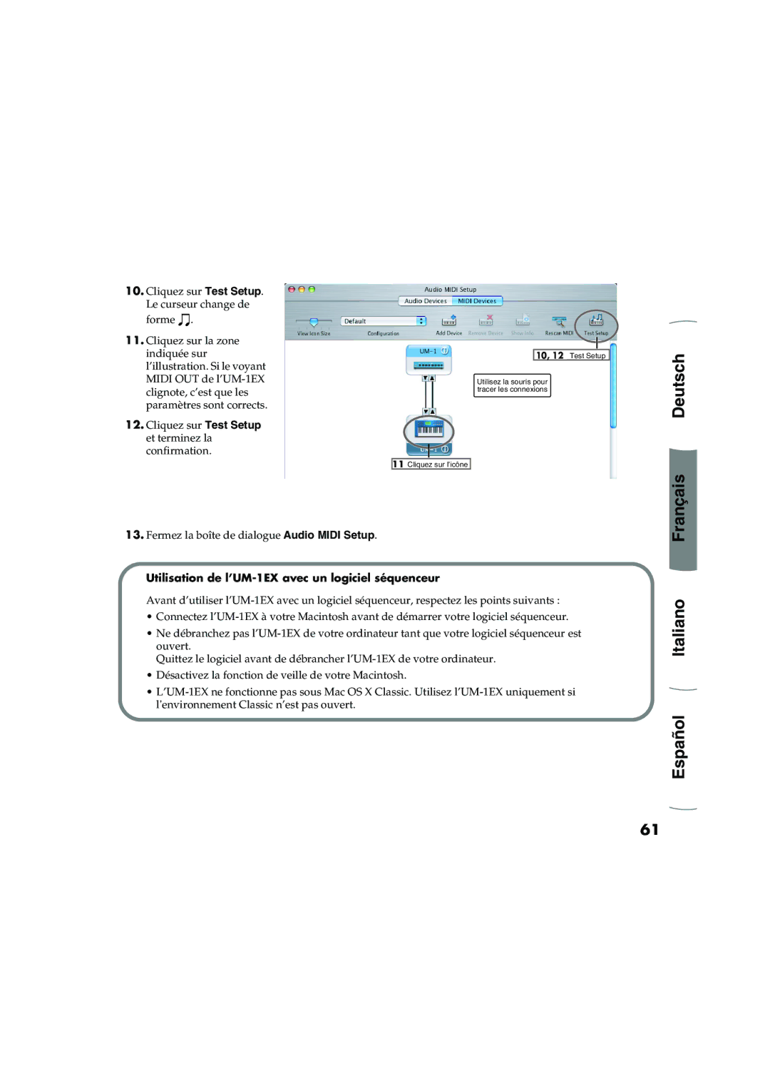 Edirol owner manual Français Deutsch, Utilisation de l’UM-1EX avec un logiciel séquenceur 