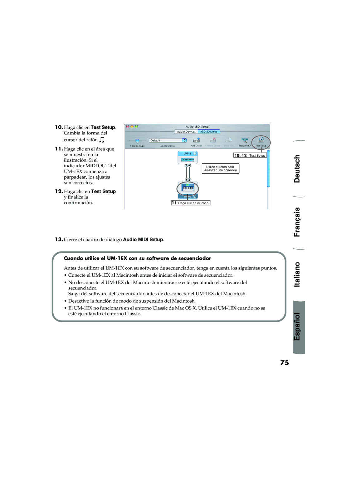 Edirol owner manual Cuando utilice el UM-1EX con su software de secuenciador 