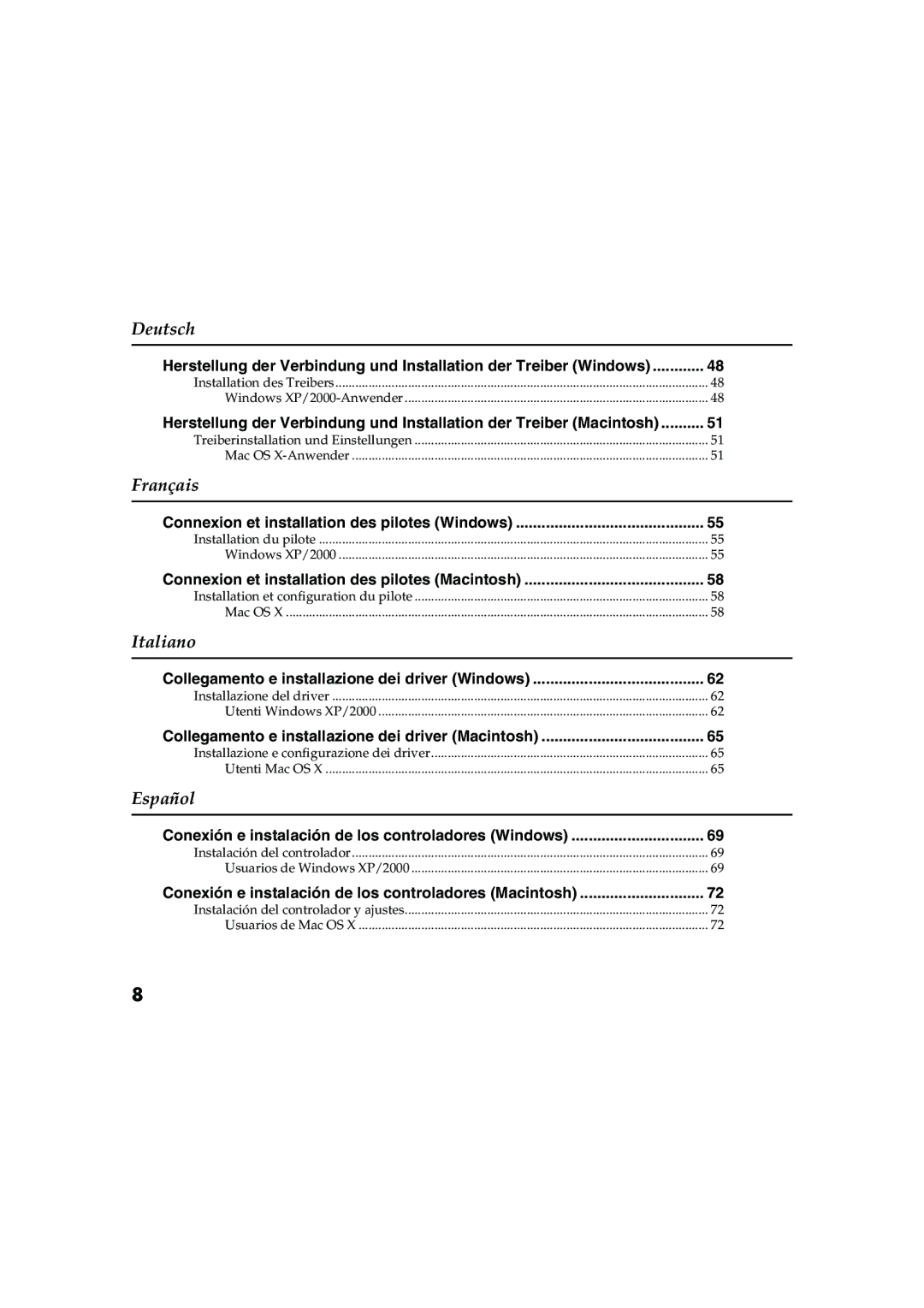 Edirol UM-1EX owner manual Connexion et installation des pilotes Windows, Connexion et installation des pilotes Macintosh 