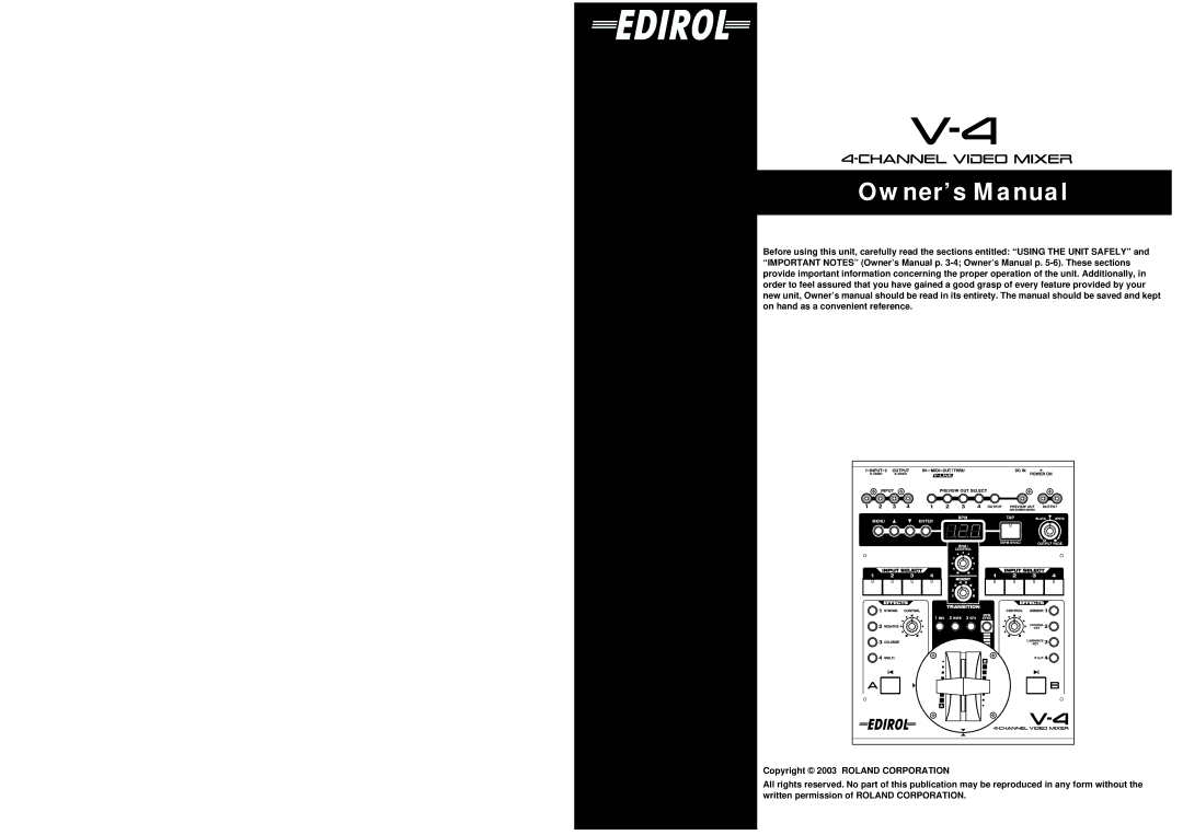 Edirol V-4 owner manual 