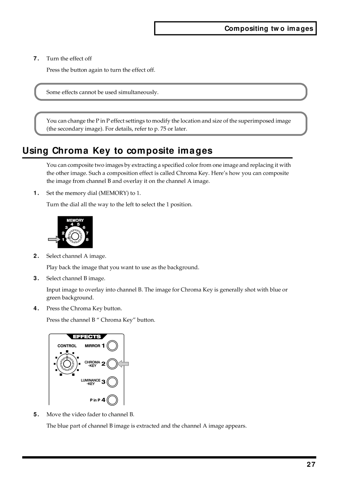 Edirol V-4 owner manual Using Chroma Key to composite images 