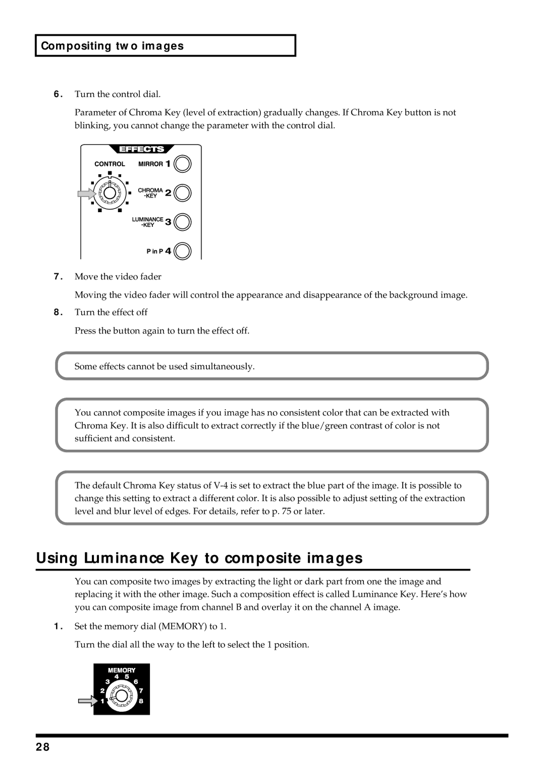 Edirol V-4 owner manual Using Luminance Key to composite images 