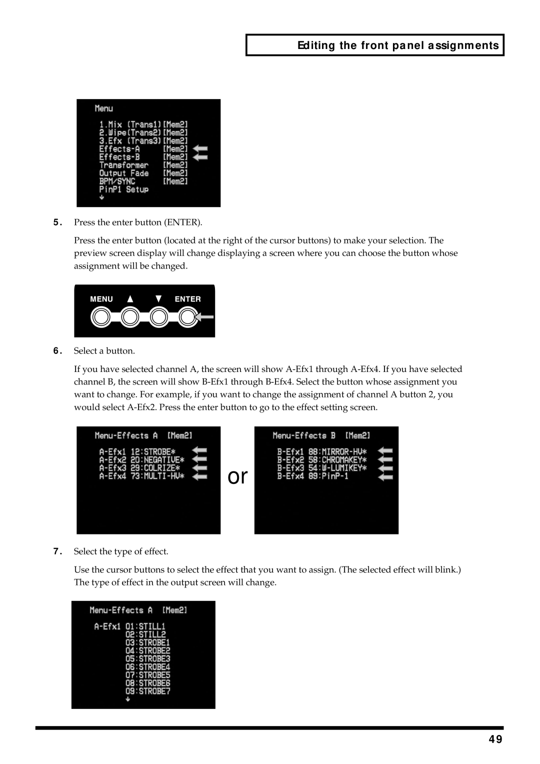 Edirol V-4 owner manual Editing the front panel assignments 