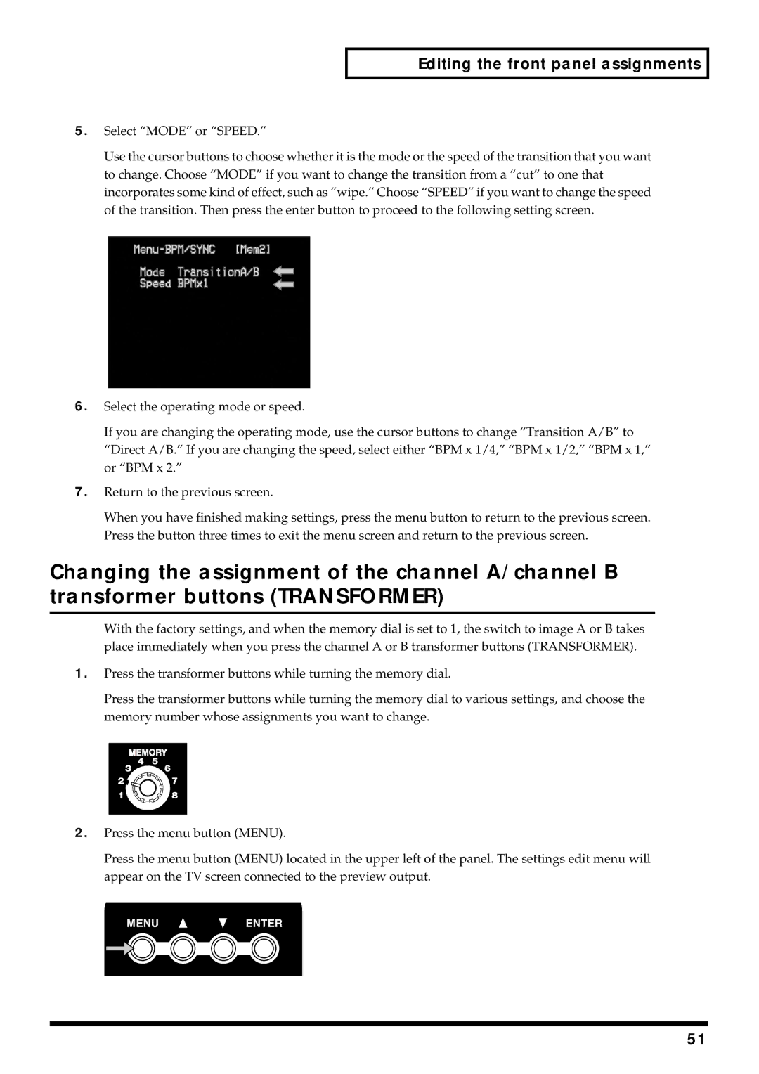 Edirol V-4 owner manual Editing the front panel assignments 