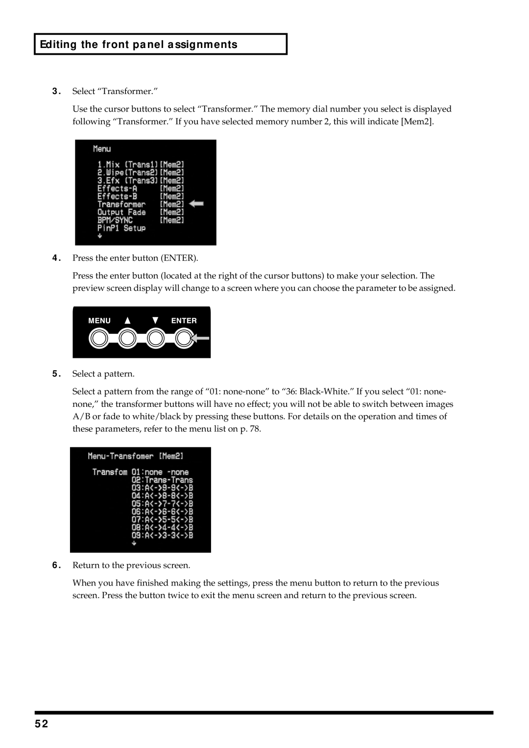 Edirol V-4 owner manual Editing the front panel assignments 