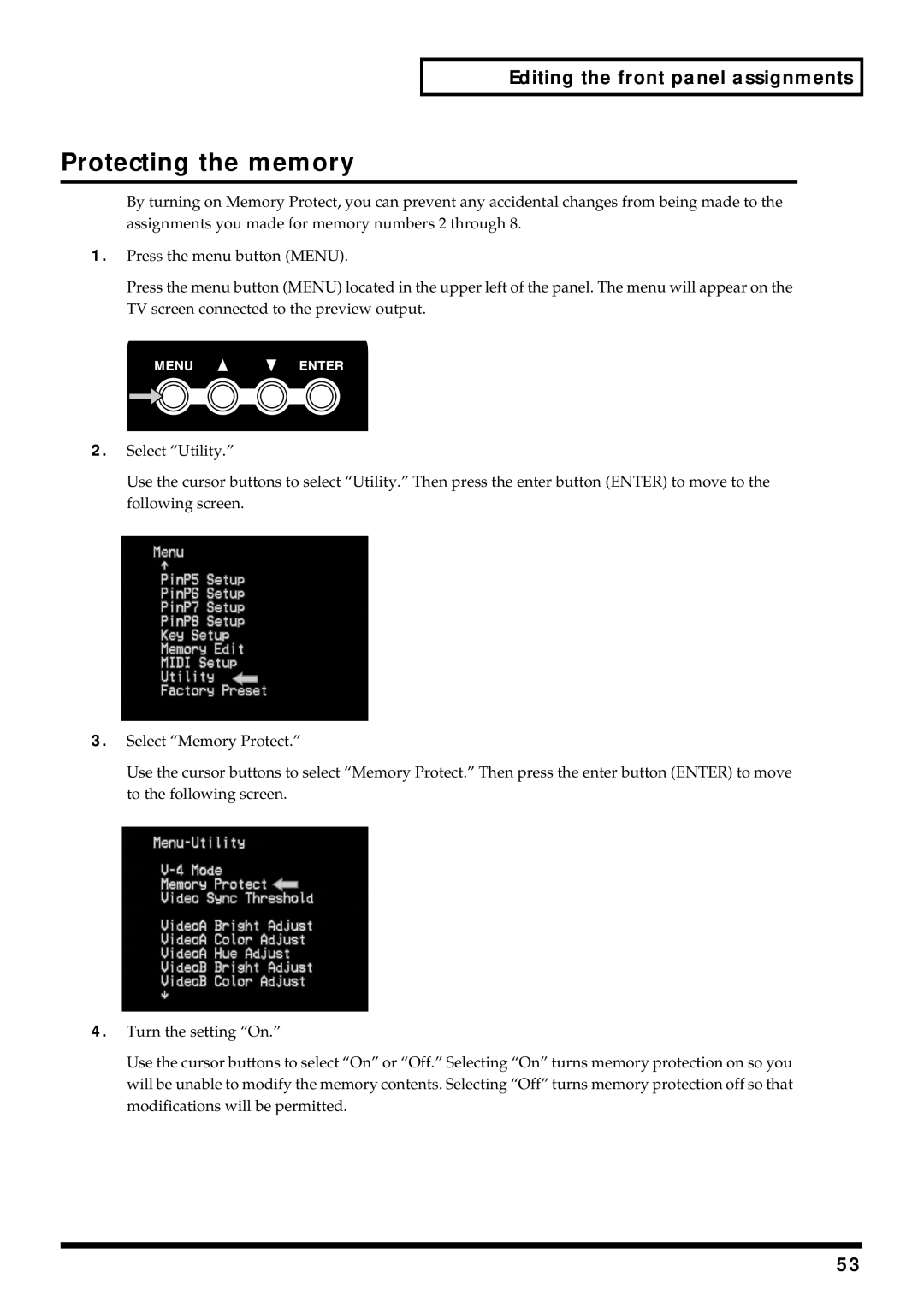 Edirol V-4 owner manual Protecting the memory 