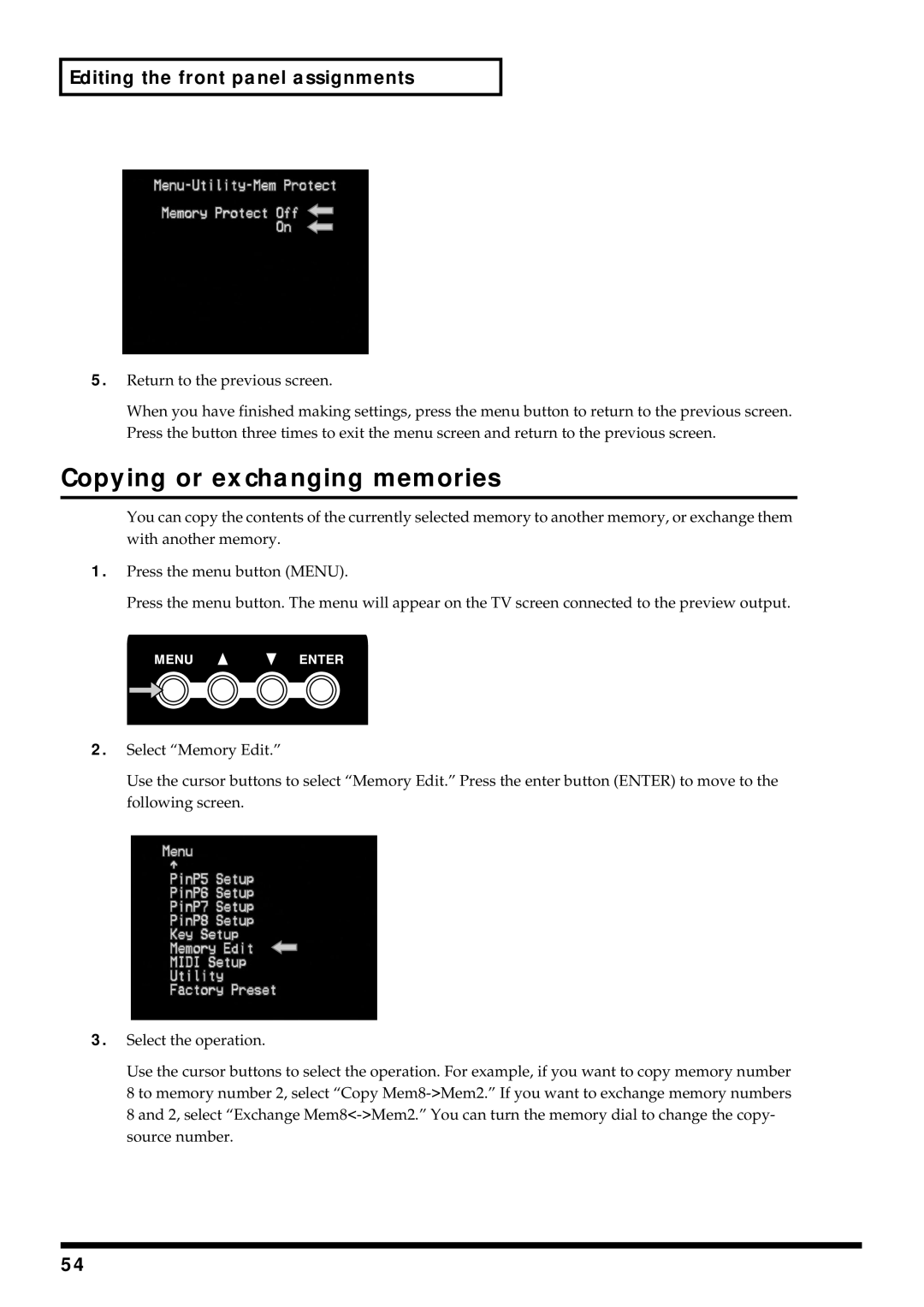 Edirol V-4 owner manual Copying or exchanging memories 