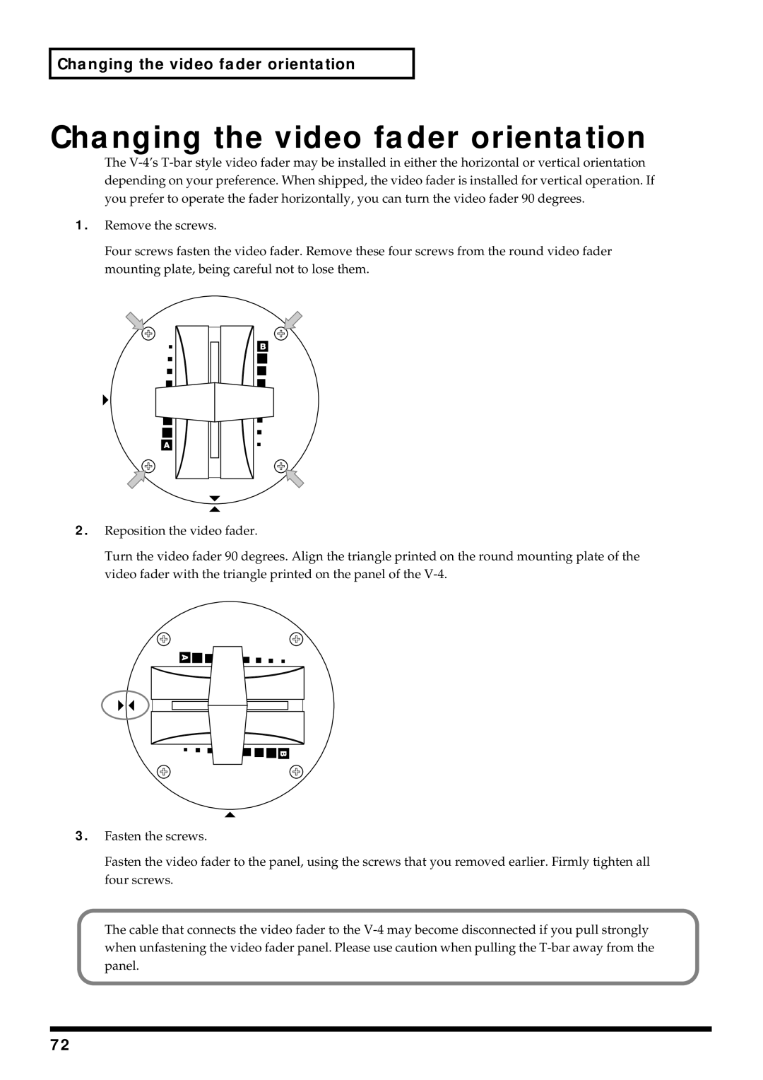 Edirol V-4 owner manual Changing the video fader orientation 