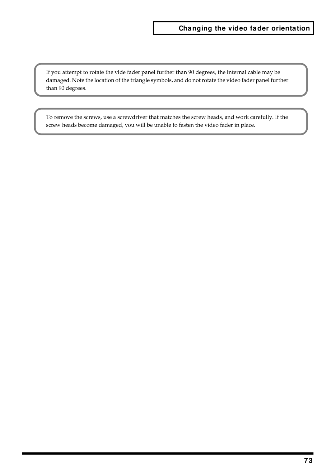 Edirol V-4 owner manual Changing the video fader orientation 