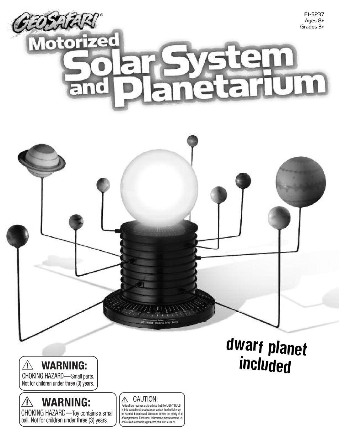 Educational Insights EI-5237 manual Dwarf planet included 