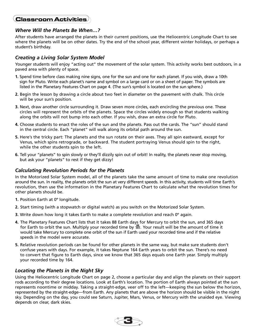 Educational Insights EI-5237 ClassroomActivities, Where Will the Planets Be When…?, Creating a Living Solar System Model 