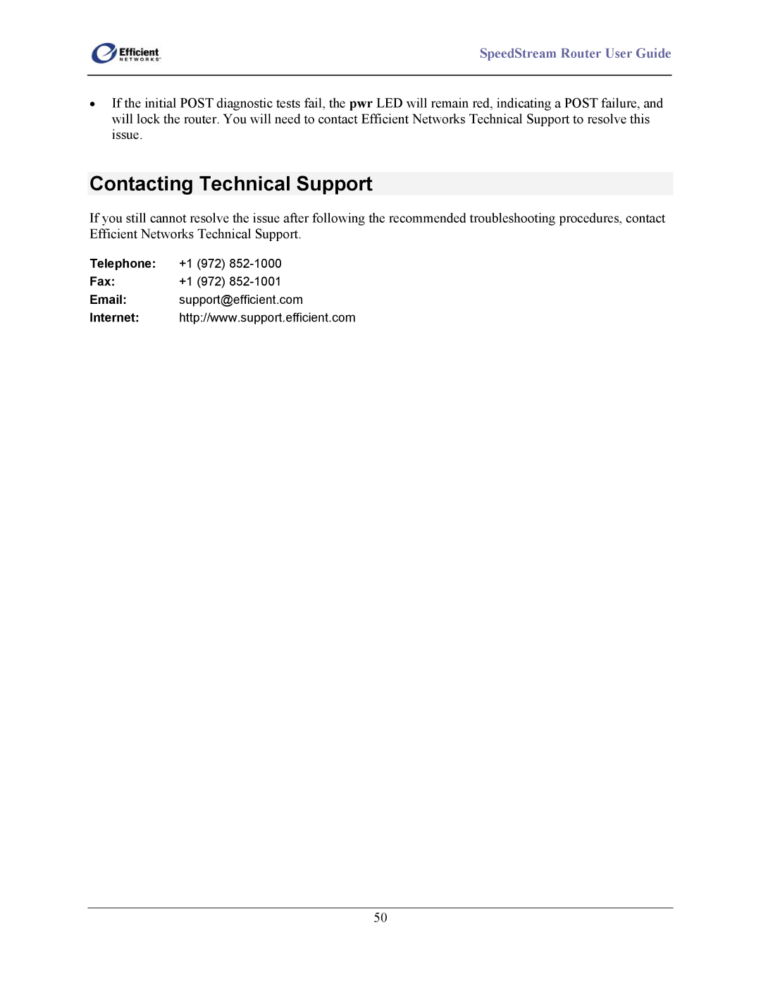 Efficient Networks 5400 Series, 5500 Series, 5200 Series manual Contacting Technical Support 