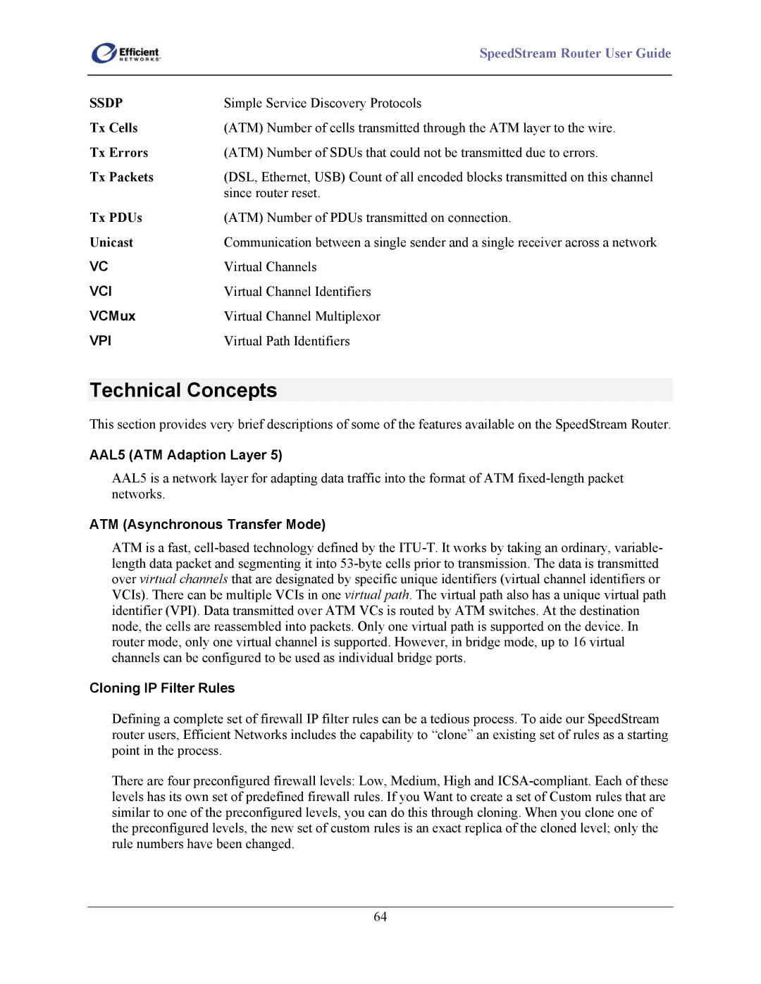 Efficient Networks 5500 Series, 5400 Series, 5200 Series manual Technical Concepts 