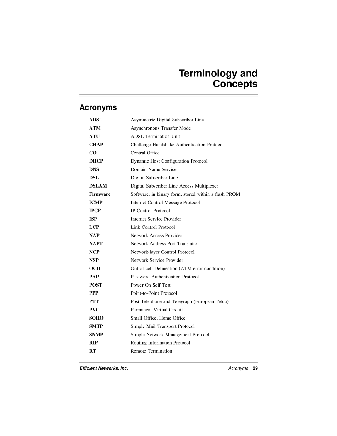 Efficient Networks 5600 Series manual Terminology, Concepts, Acronyms 