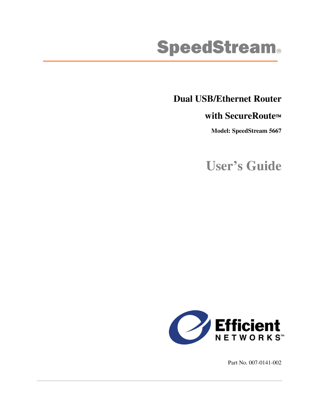 Efficient Networks 5667 manual SpeedStream 