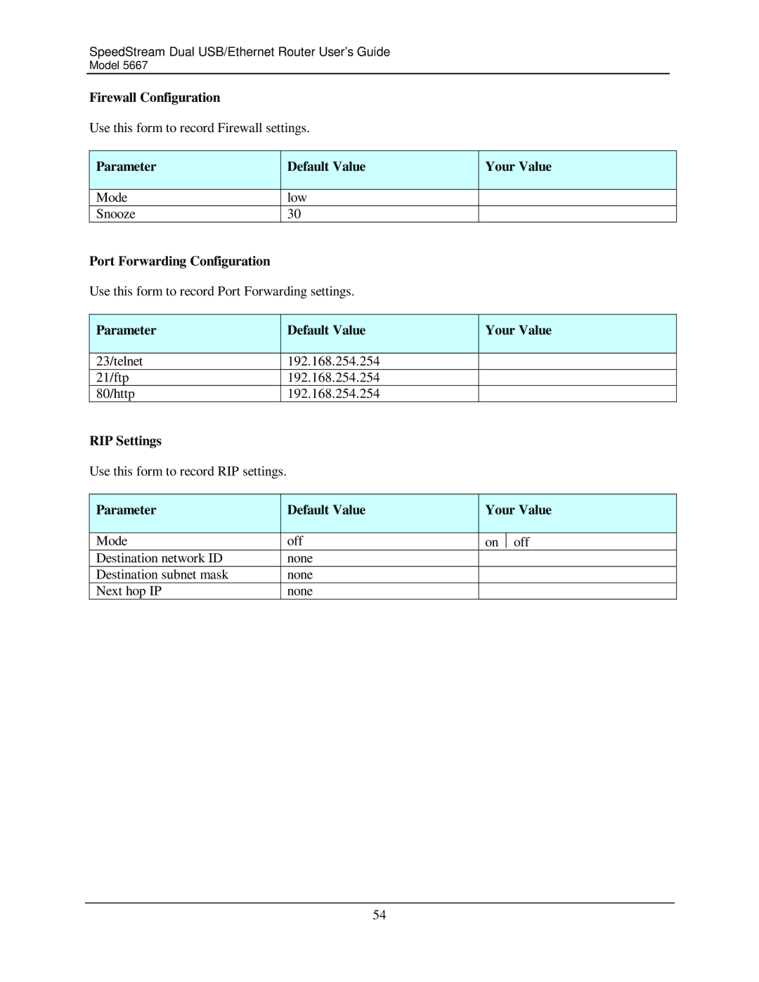 Efficient Networks 5667 manual Firewall Configuration 