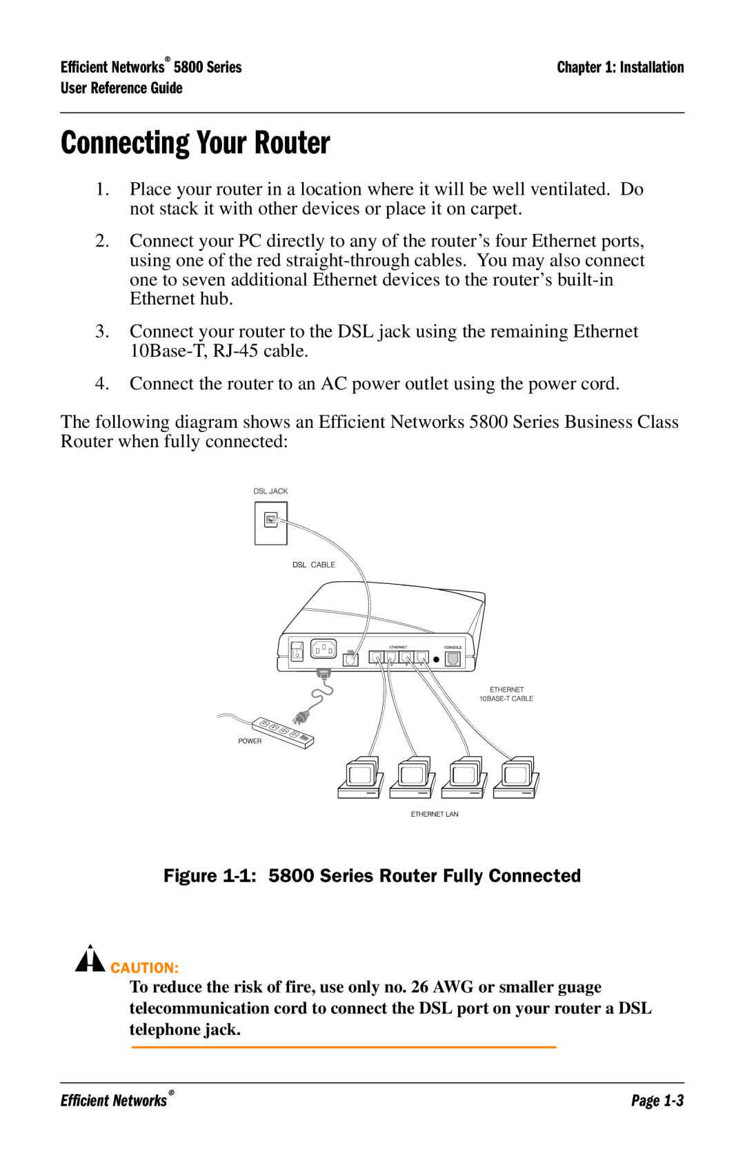 Efficient Networks 5800 manual Connecting Your Router, Series Router Fully Connected 