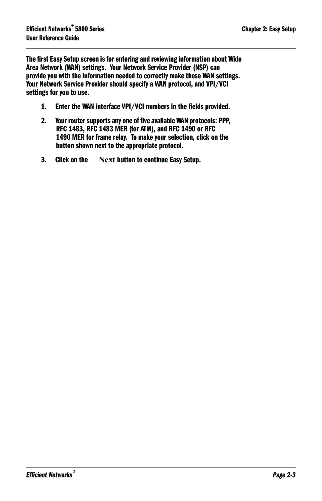 Efficient Networks 5800 manual Efficient Networks 