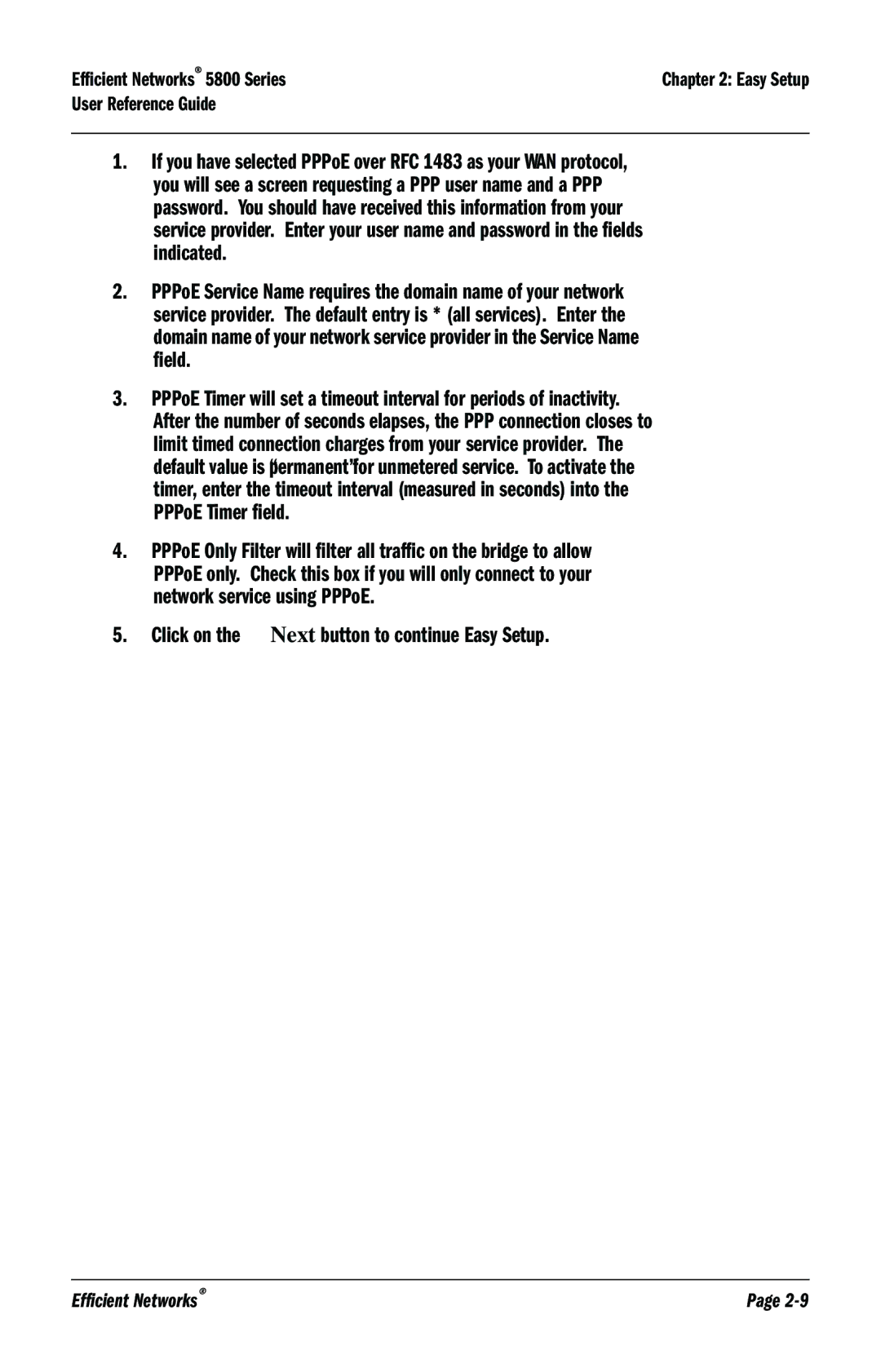 Efficient Networks 5800 manual Efficient Networks 