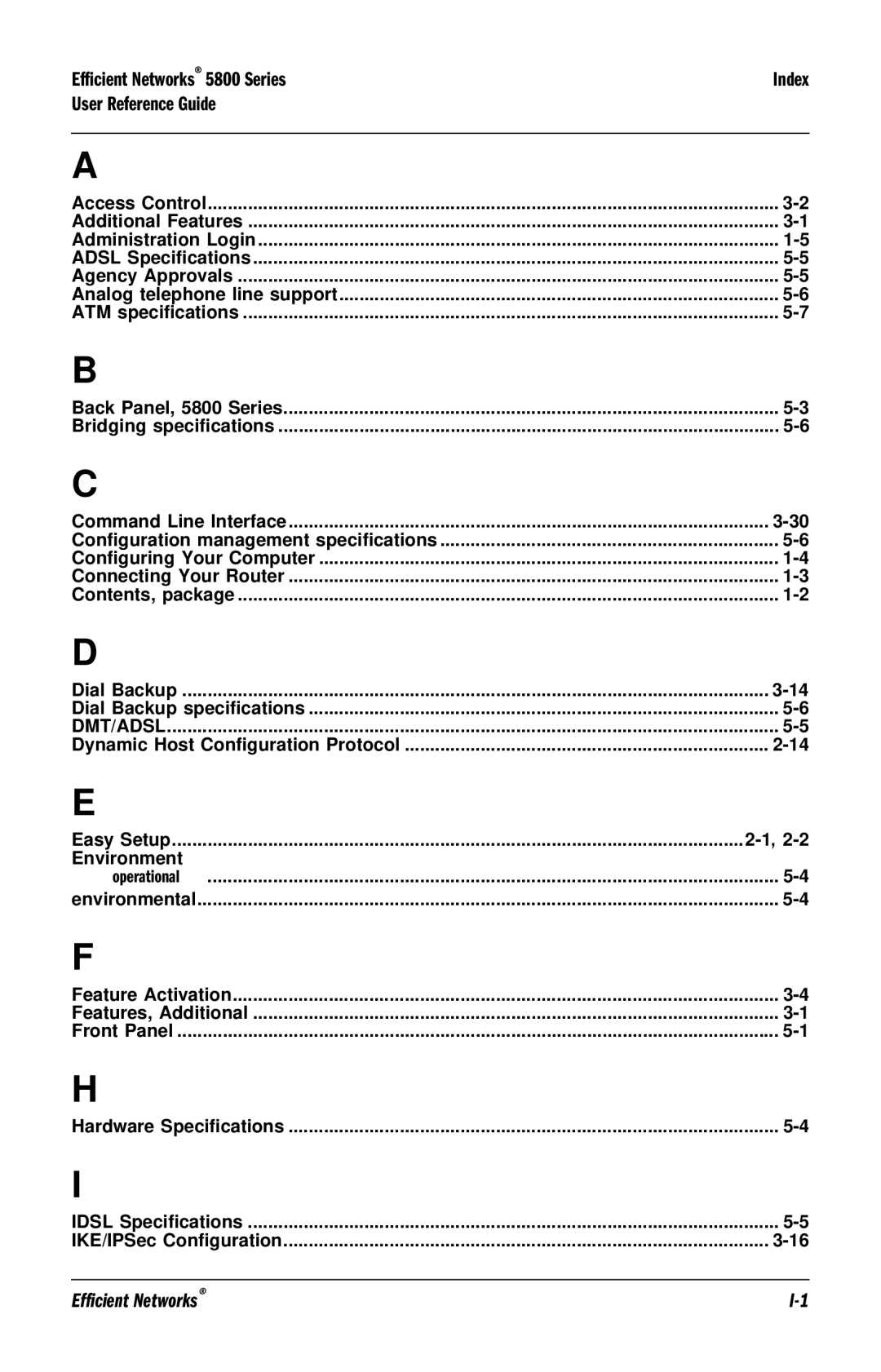 Efficient Networks 5800 manual Operational 