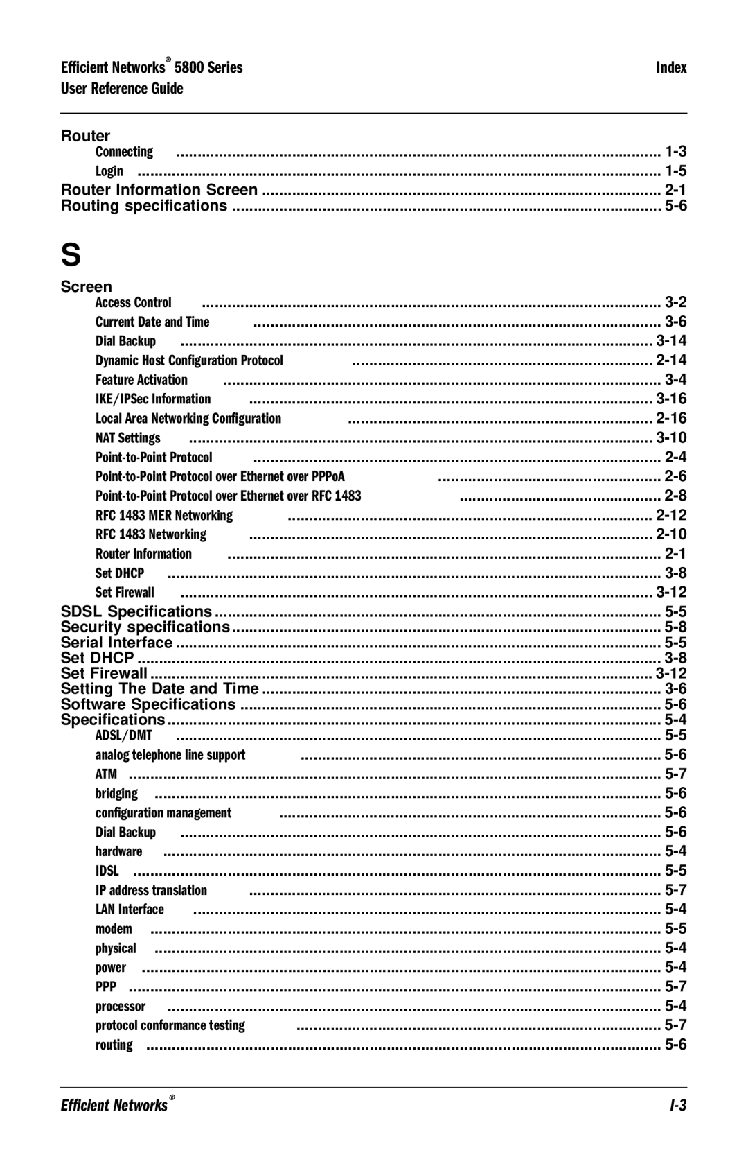 Efficient Networks manual Efficient Networks 5800 Series 