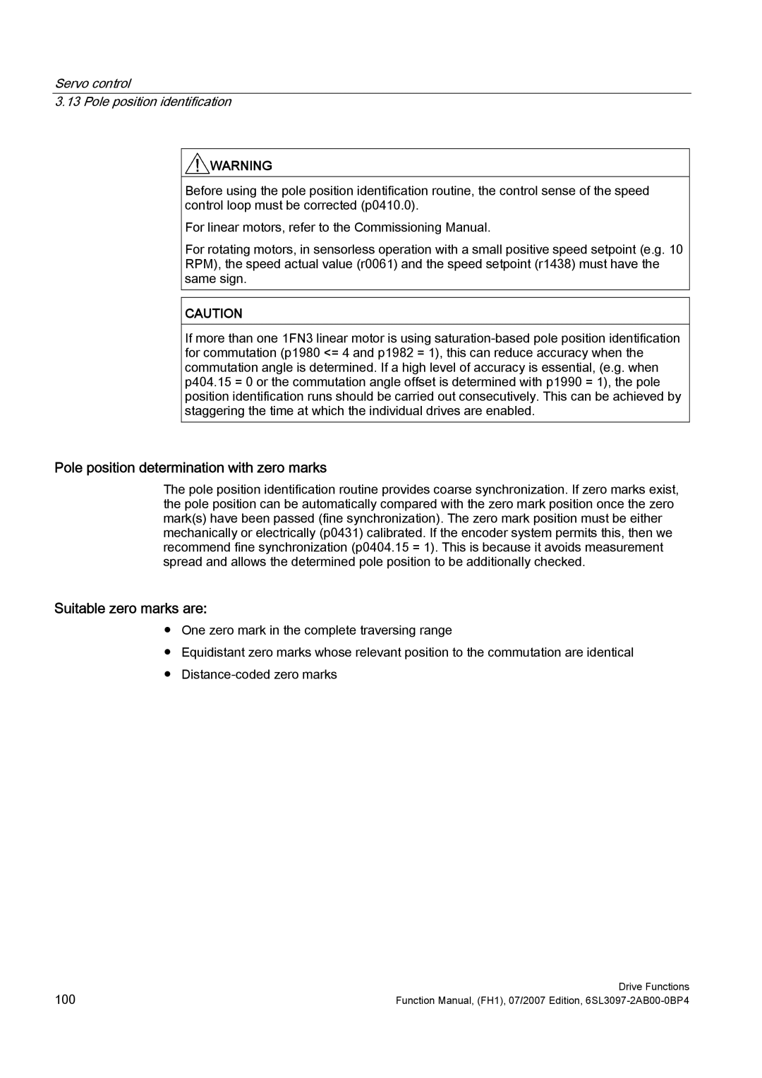 Efficient Networks S120 manual Pole position determination with zero marks, Suitable zero marks are 