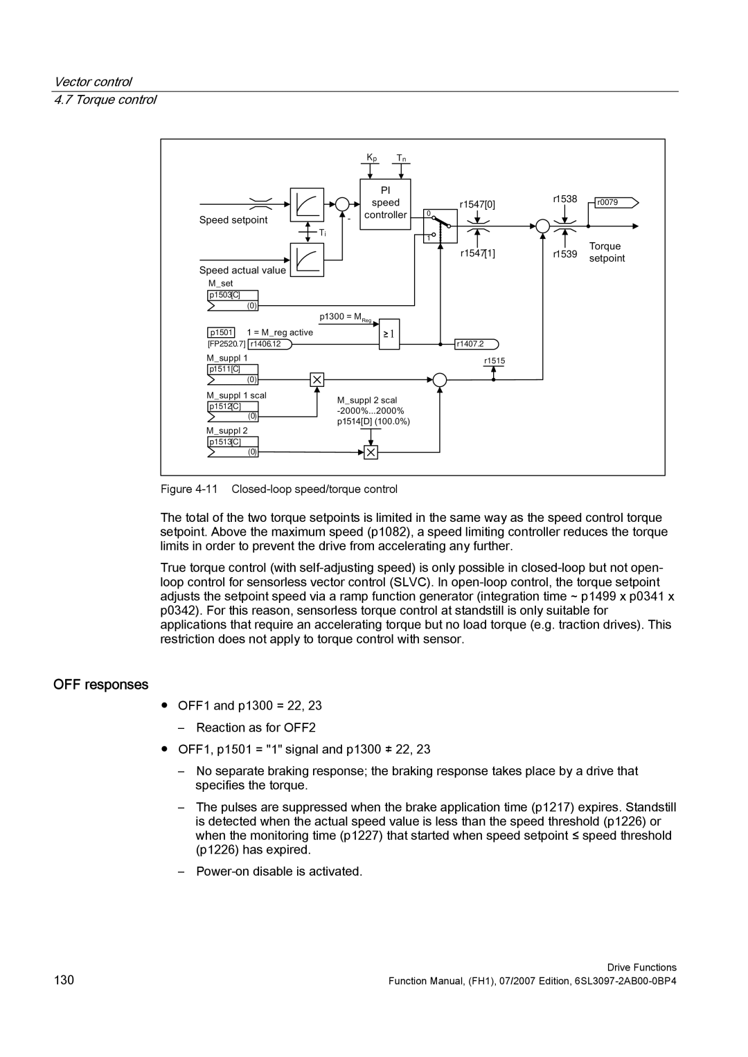 Efficient Networks S120 manual Vector control Torque control, Closed-loop speed/torque control 