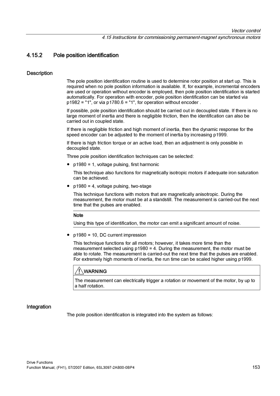 Efficient Networks S120 manual Pole position identification 