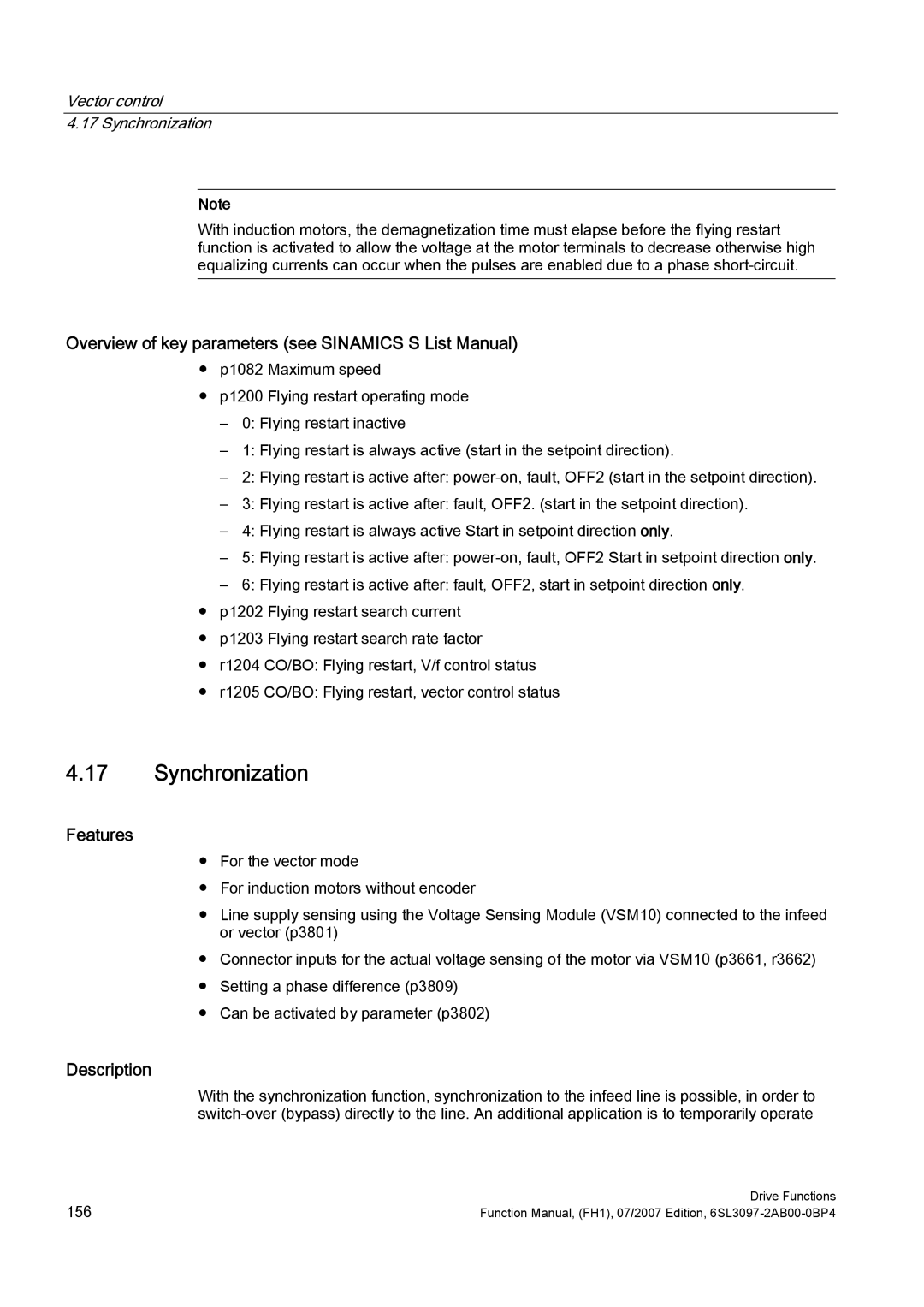 Efficient Networks S120 manual Vector control Synchronization 