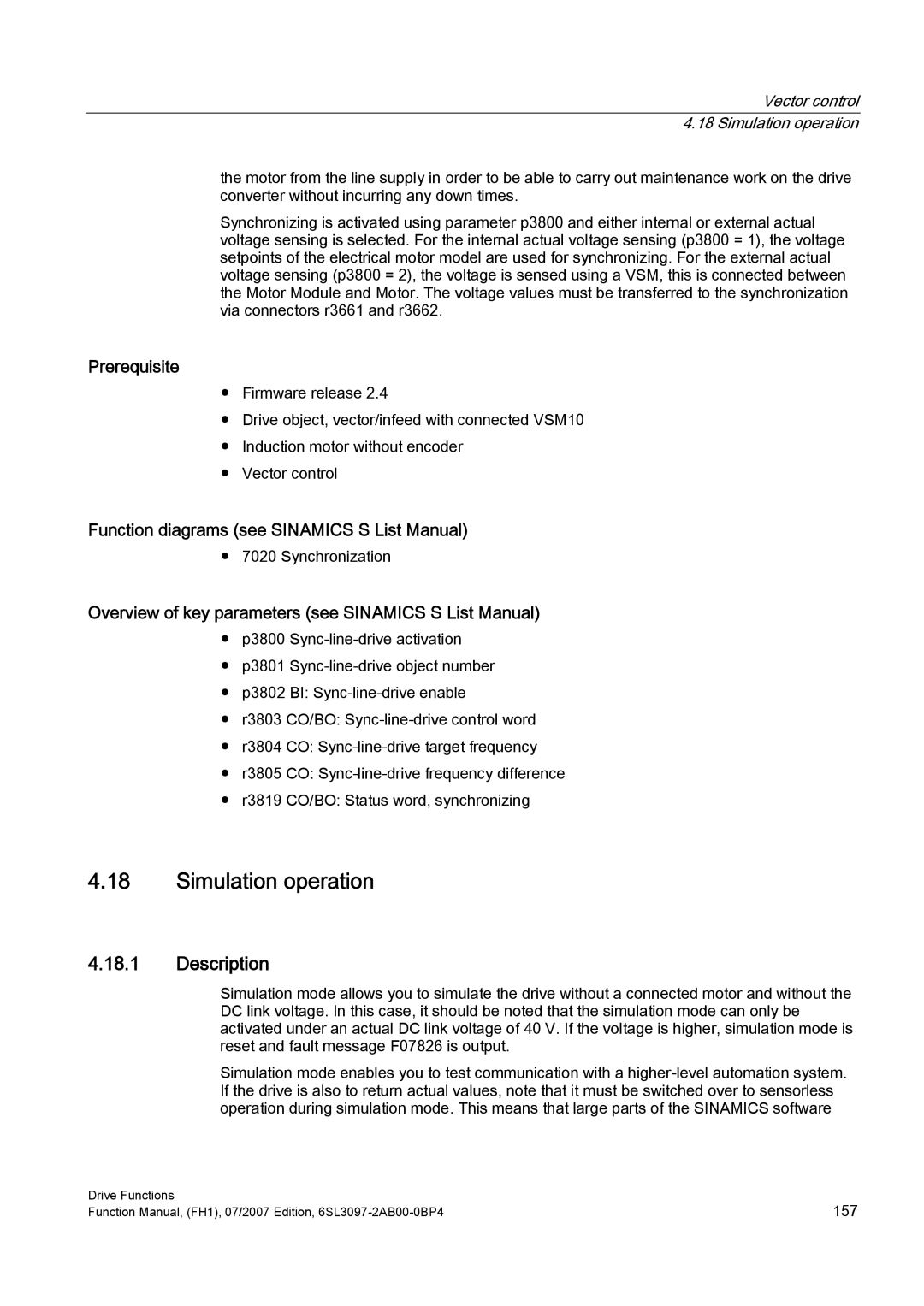 Efficient Networks S120 manual Description, Prerequisite, Vector control 4.18 Simulation operation 