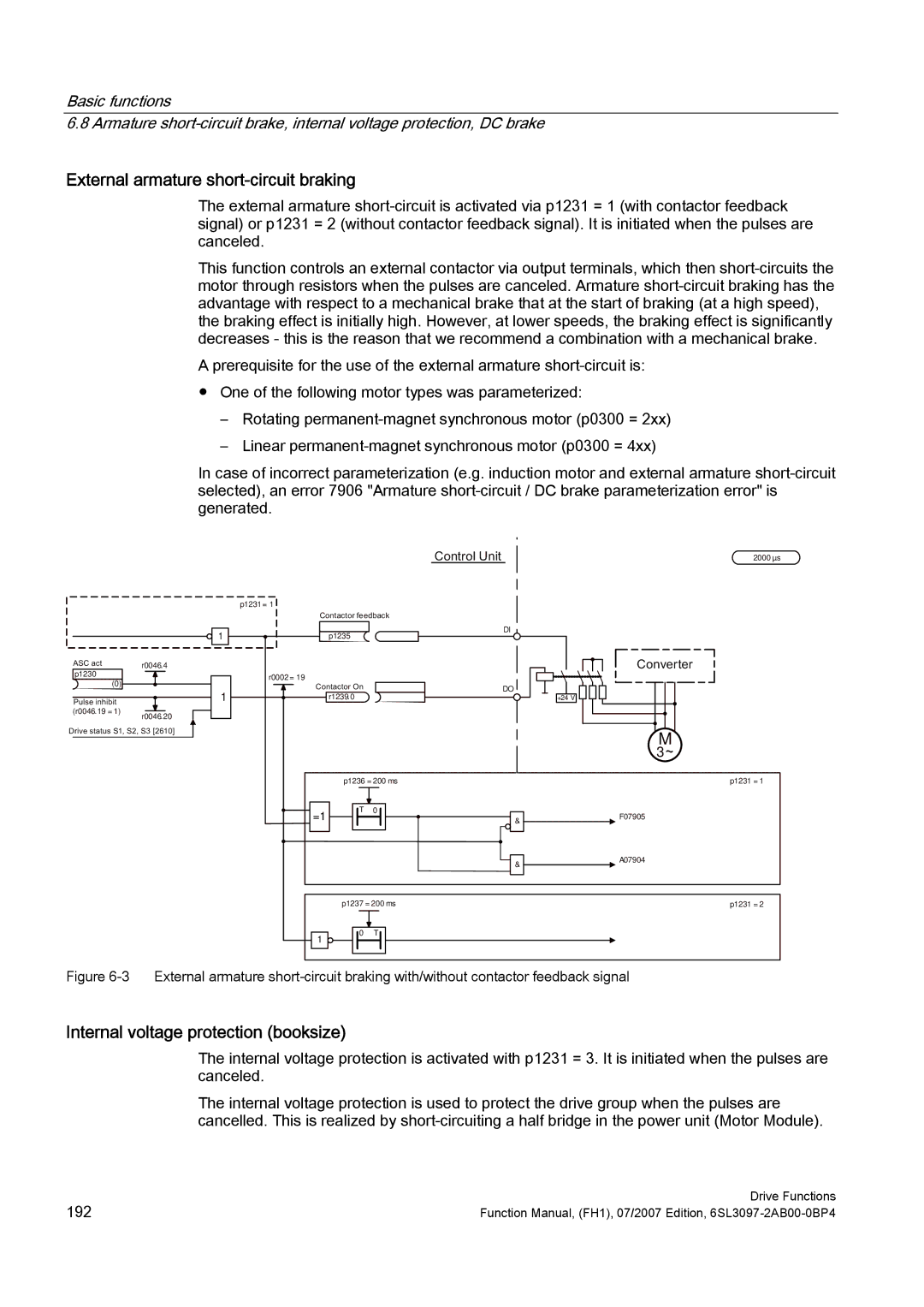 Efficient Networks S120 manual External armature short-circuit braking, Internal voltage protection booksize 