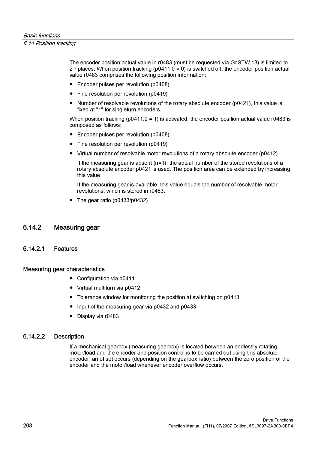 Efficient Networks S120 manual Features Measuring gear characteristics, Basic functions Position tracking 