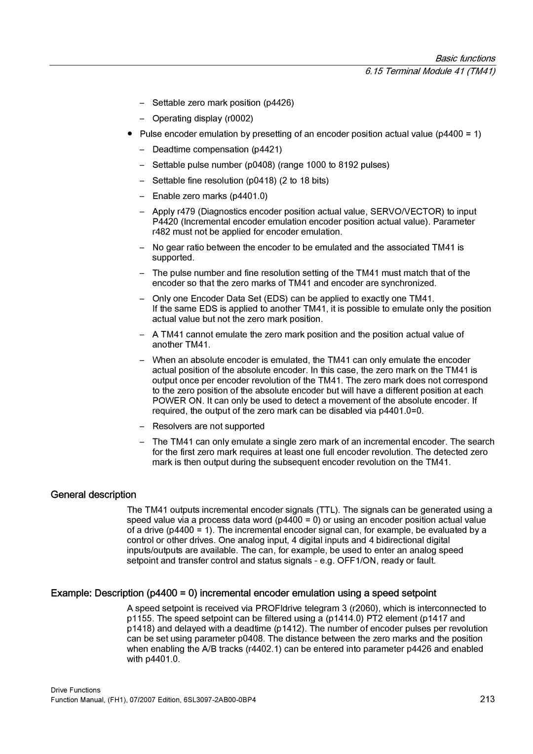 Efficient Networks S120 manual General description, Basic functions 6.15 Terminal Module 41 TM41 