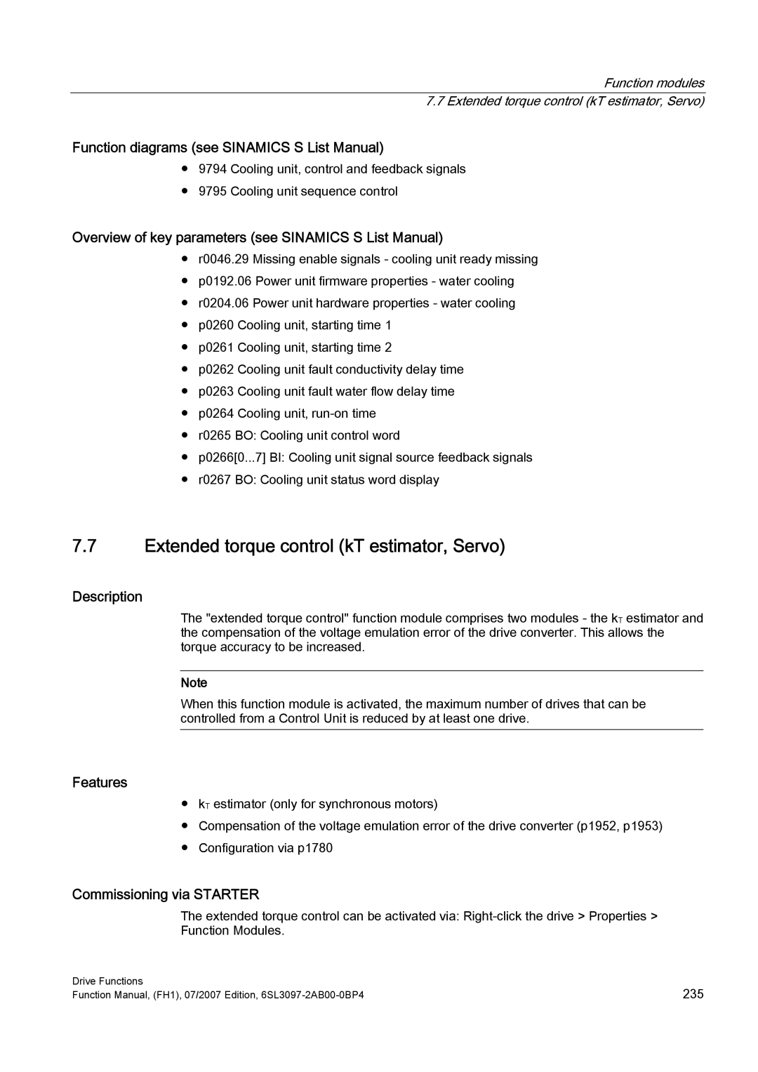 Efficient Networks S120 manual Extended torque control kT estimator, Servo, Function diagrams see Sinamics S List Manual 