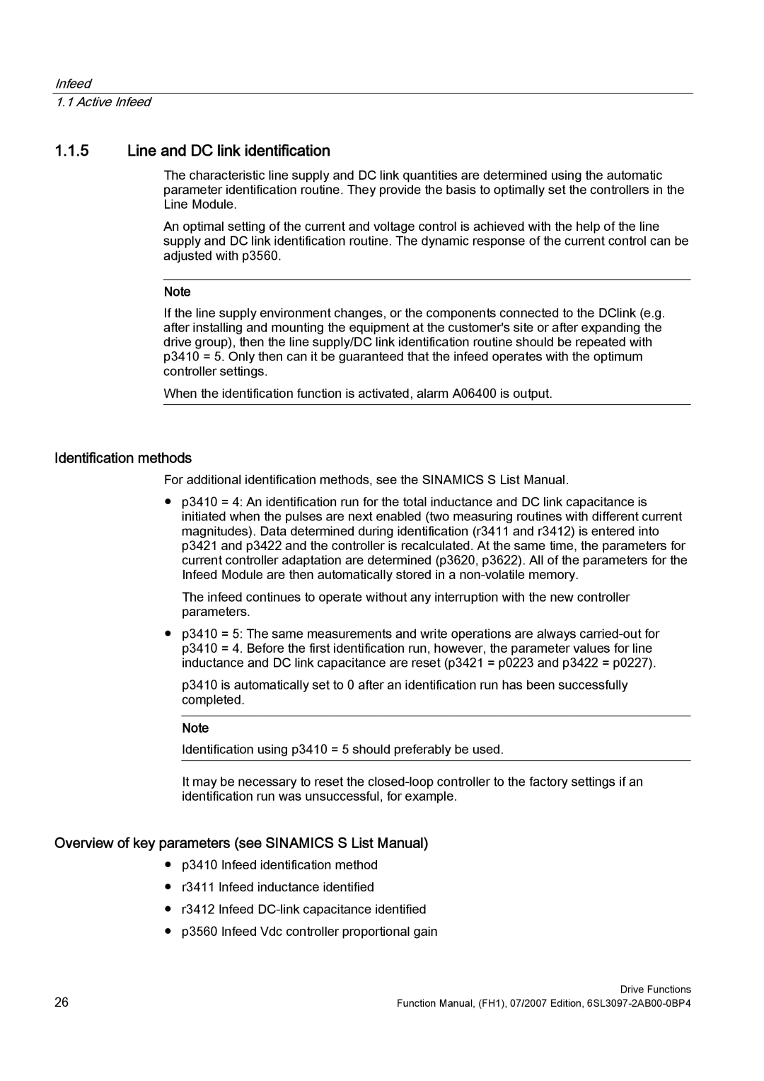 Efficient Networks S120 manual Line and DC link identification, Identification methods 