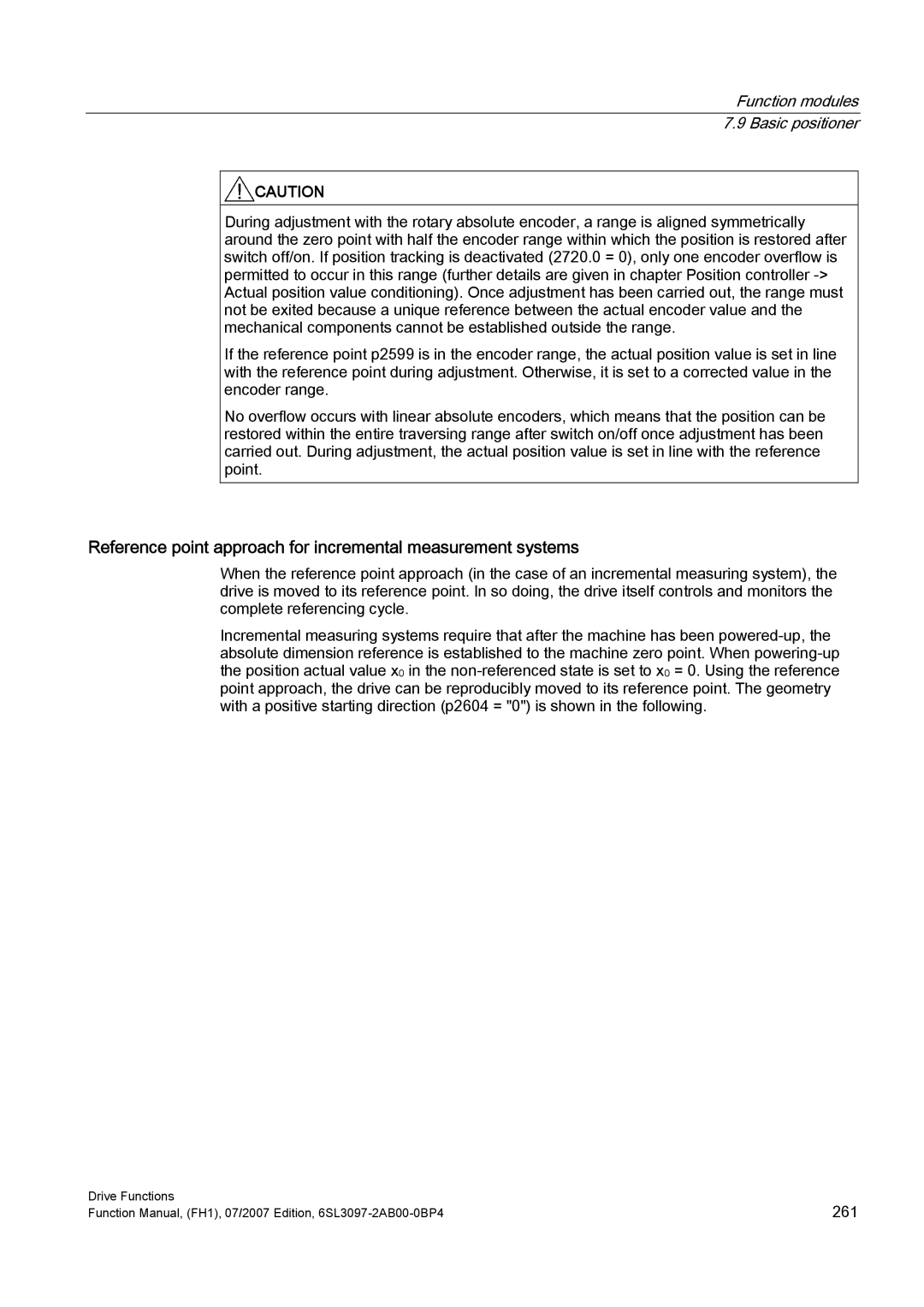 Efficient Networks S120 manual Reference point approach for incremental measurement systems 