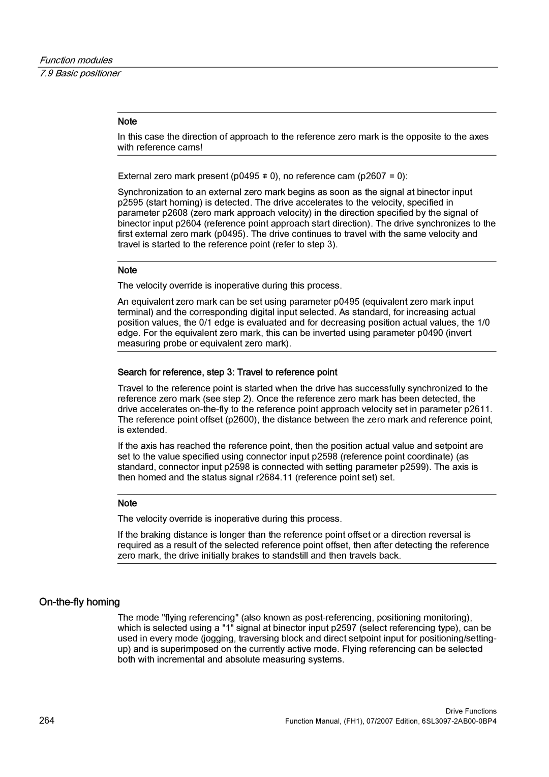 Efficient Networks S120 manual On-the-fly homing, Search for reference, Travel to reference point 