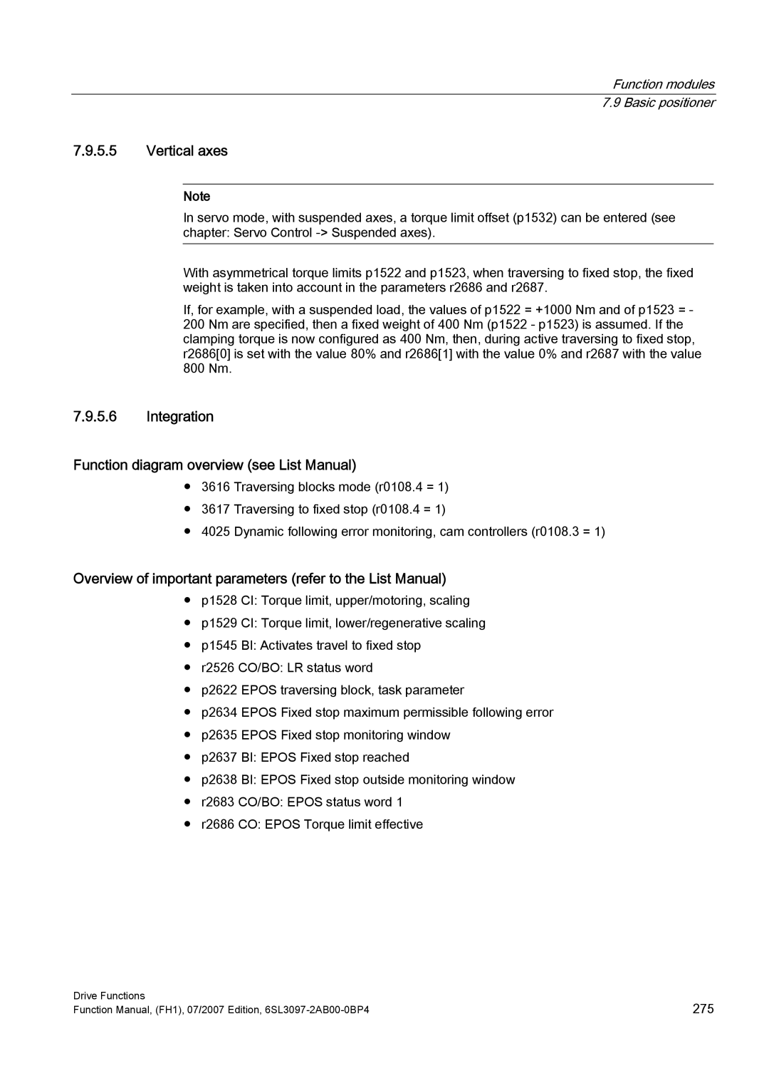 Efficient Networks S120 manual Vertical axes, Integration Function diagram overview see List Manual 