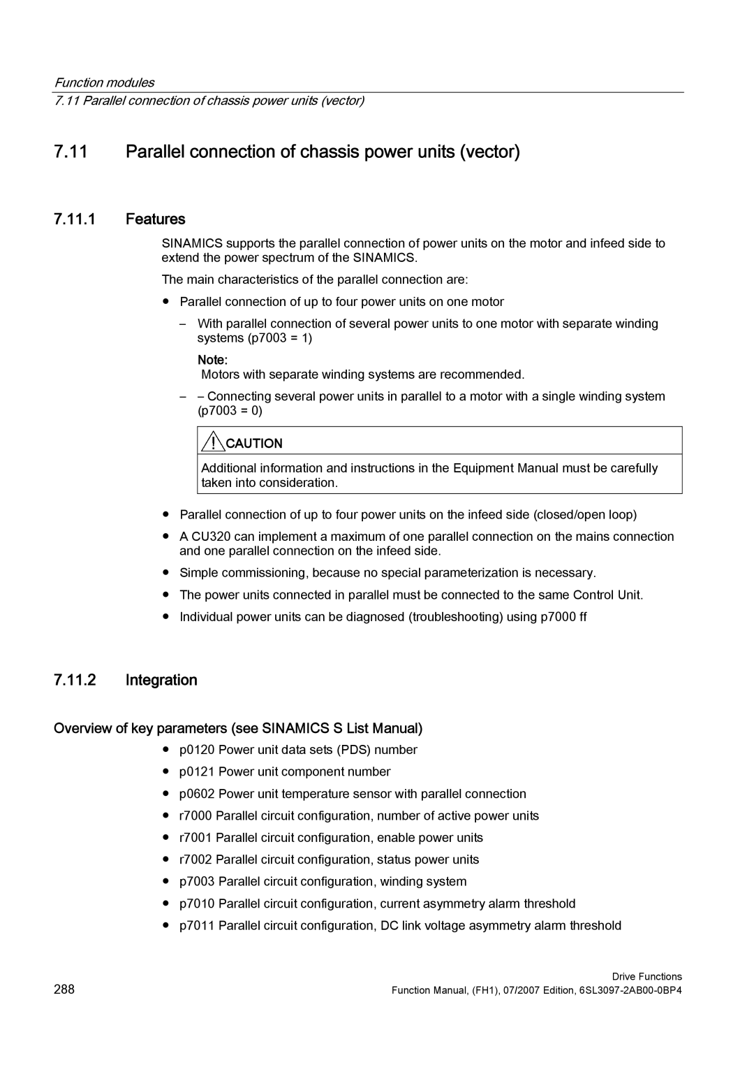 Efficient Networks S120 manual Parallel connection of chassis power units vector, Features 