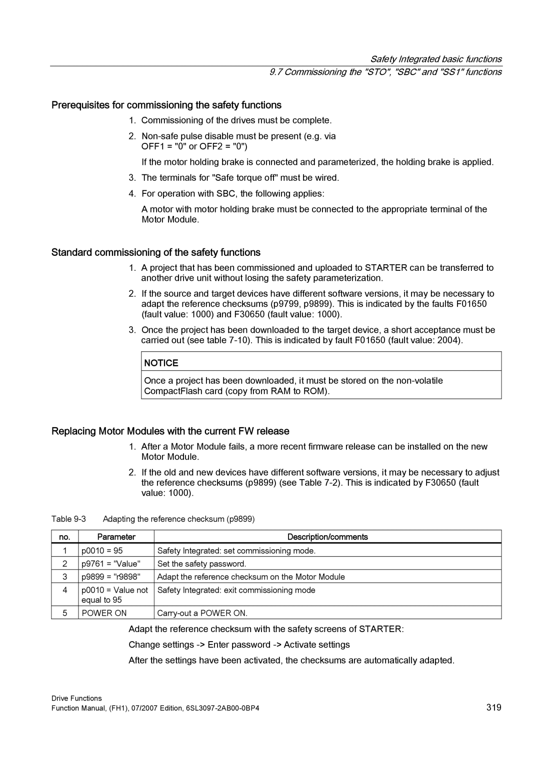 Efficient Networks S120 manual Prerequisites for commissioning the safety functions, Power on 