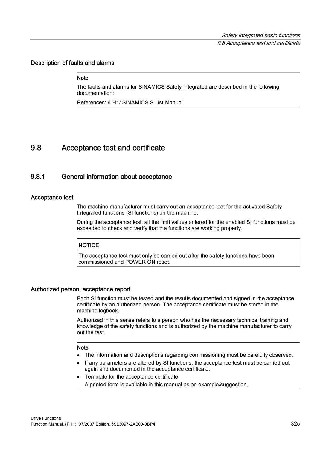 Efficient Networks S120 manual Acceptance test and certificate, General information about acceptance 