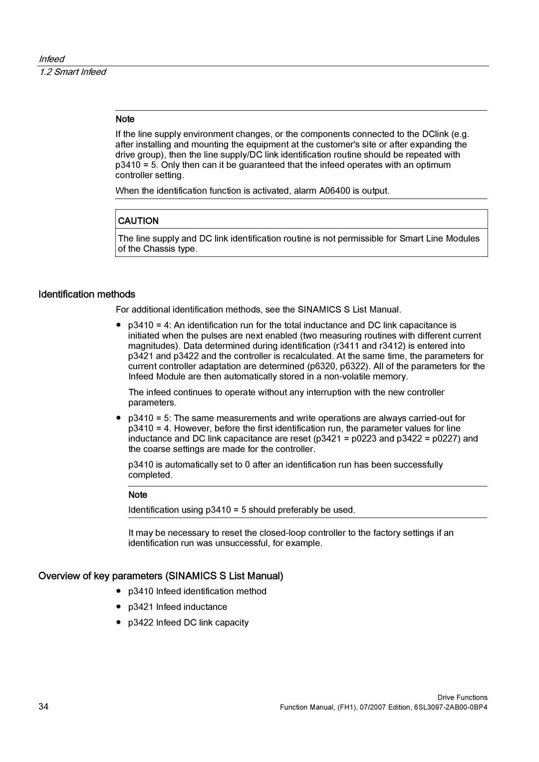 Efficient Networks S120 manual Identification methods, Overview of key parameters Sinamics S List Manual 