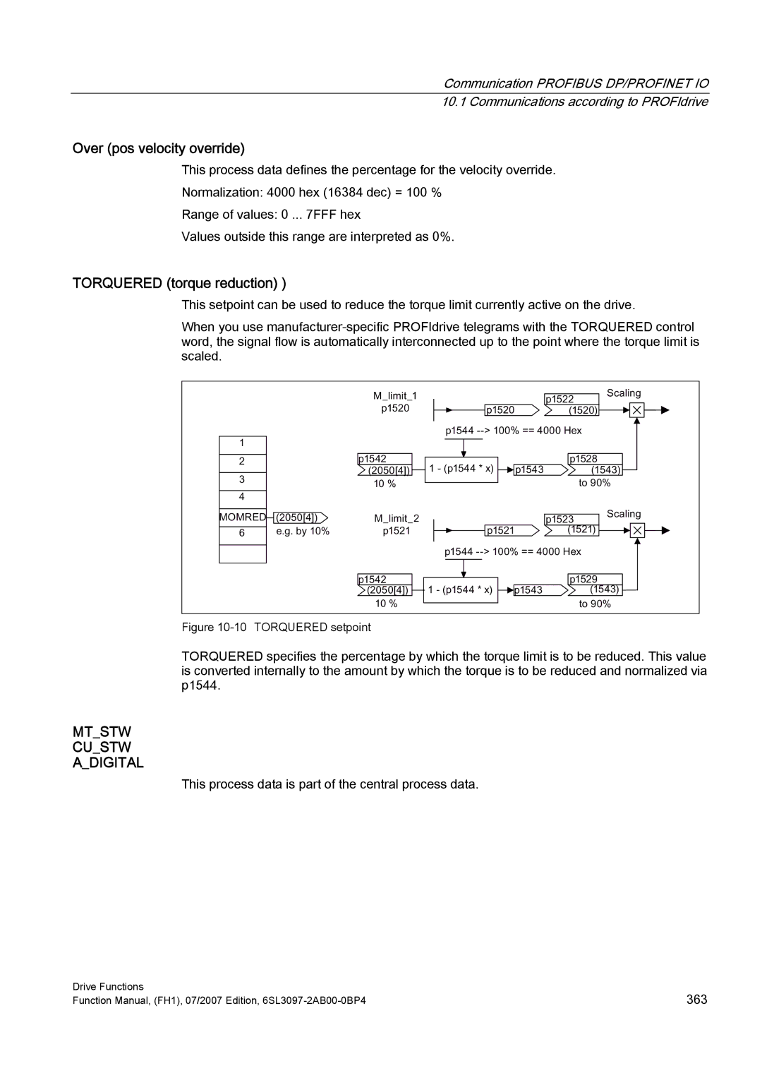 Efficient Networks S120 manual Over pos velocity override, Torquered torque reduction 