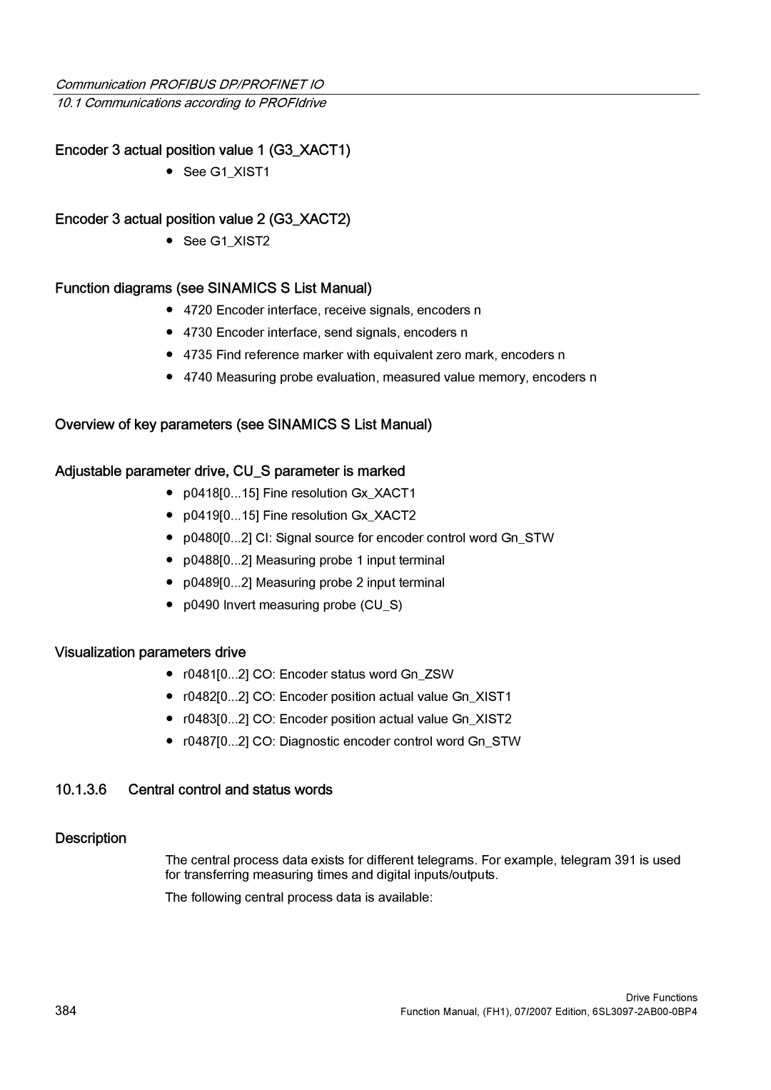 Efficient Networks S120 manual Encoder 3 actual position value 1 G3XACT1, Encoder 3 actual position value 2 G3XACT2 