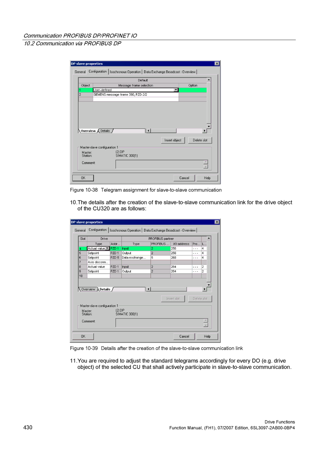 Efficient Networks S120 manual Telegram assignment for slave-to-slave communication 