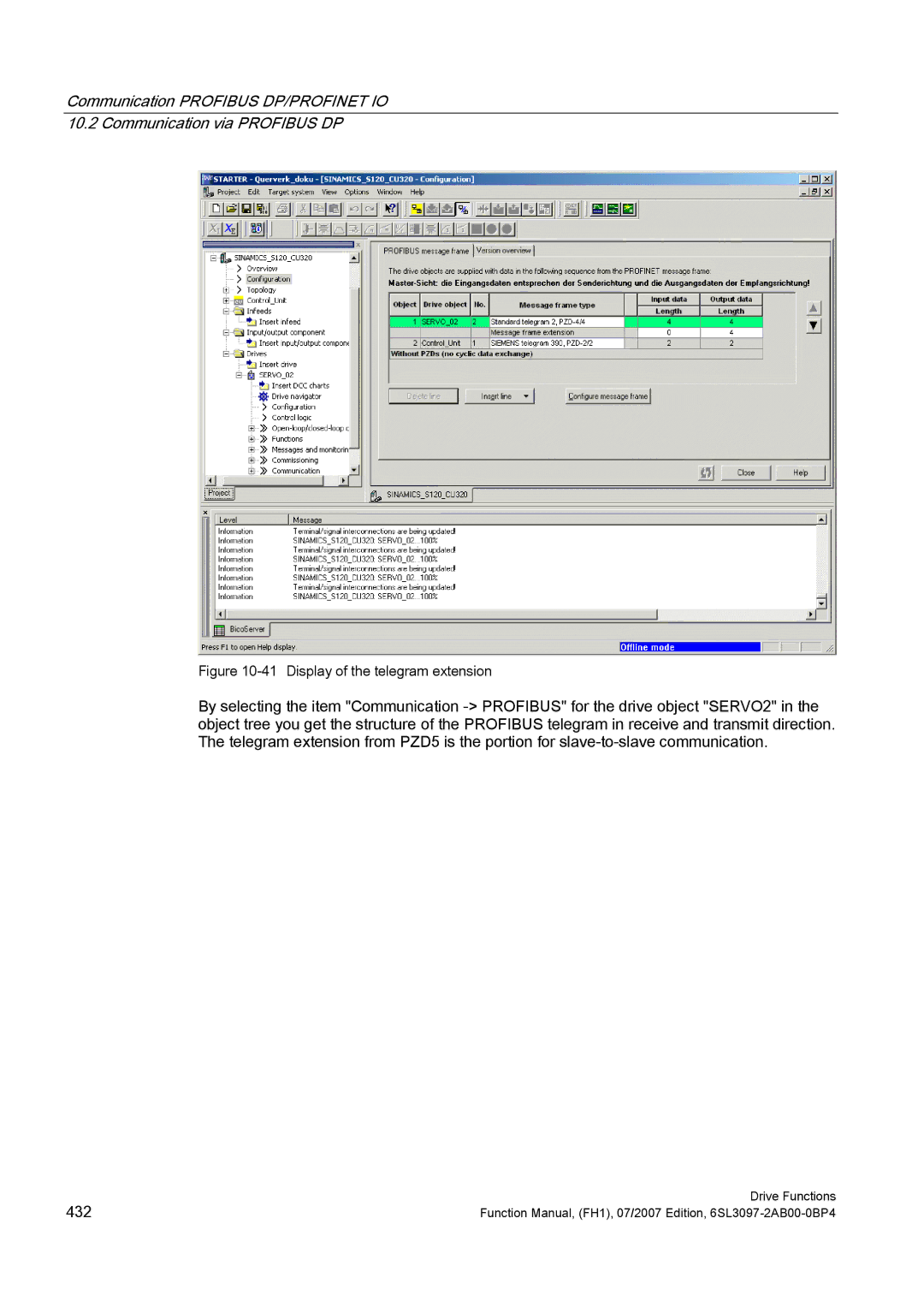 Efficient Networks S120 manual Display of the telegram extension 