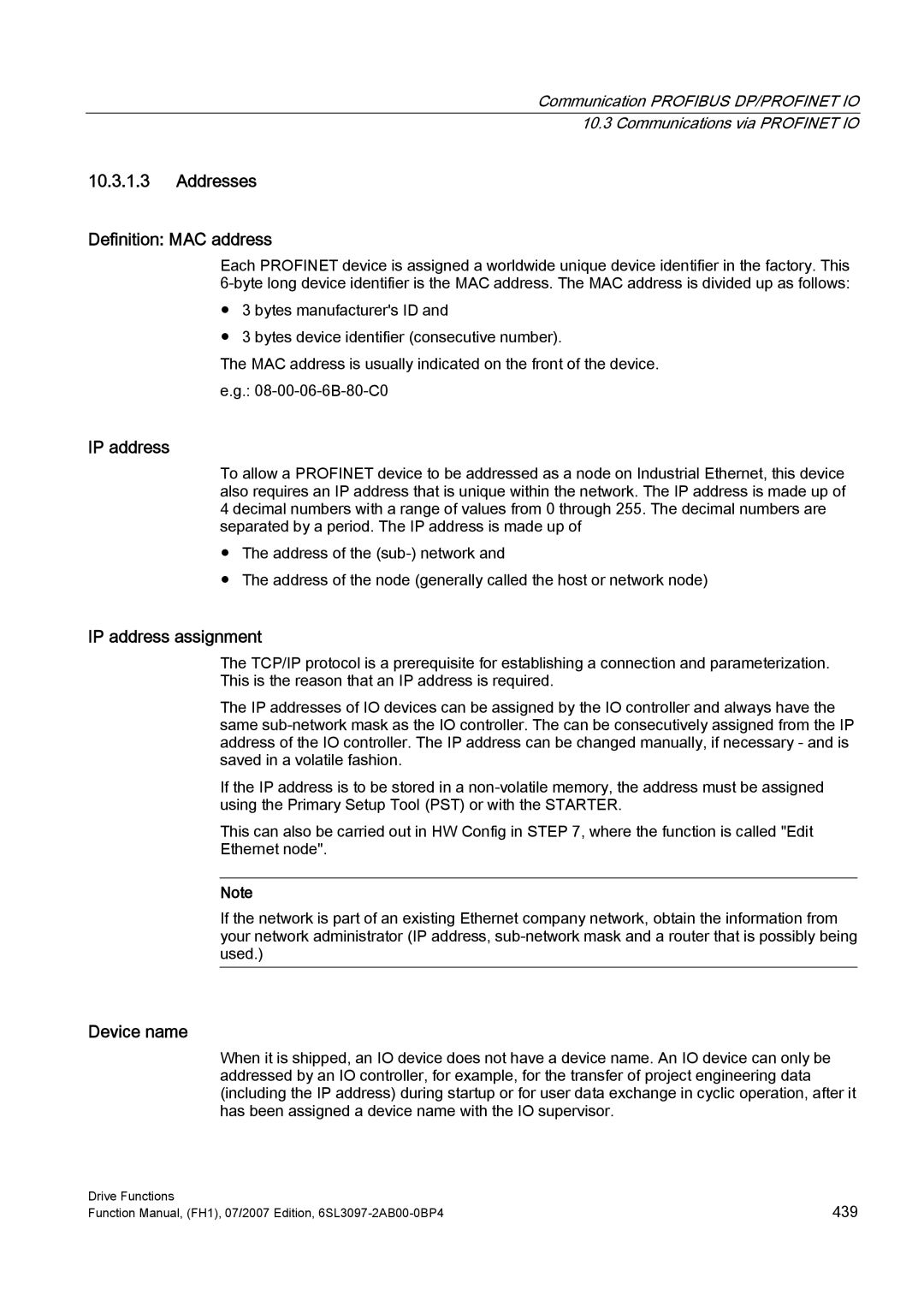 Efficient Networks S120 manual Addresses Definition MAC address, IP address assignment, Device name 